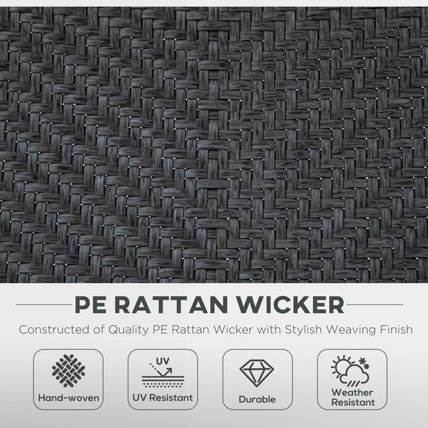 Outsunny Set of 2 Outdoor Wicker Folding Chairs, Patio PE Rattan Dining Armrests Chair set with 7 Levels Adjustable Backrest, for Outdoors, Camping, Brown