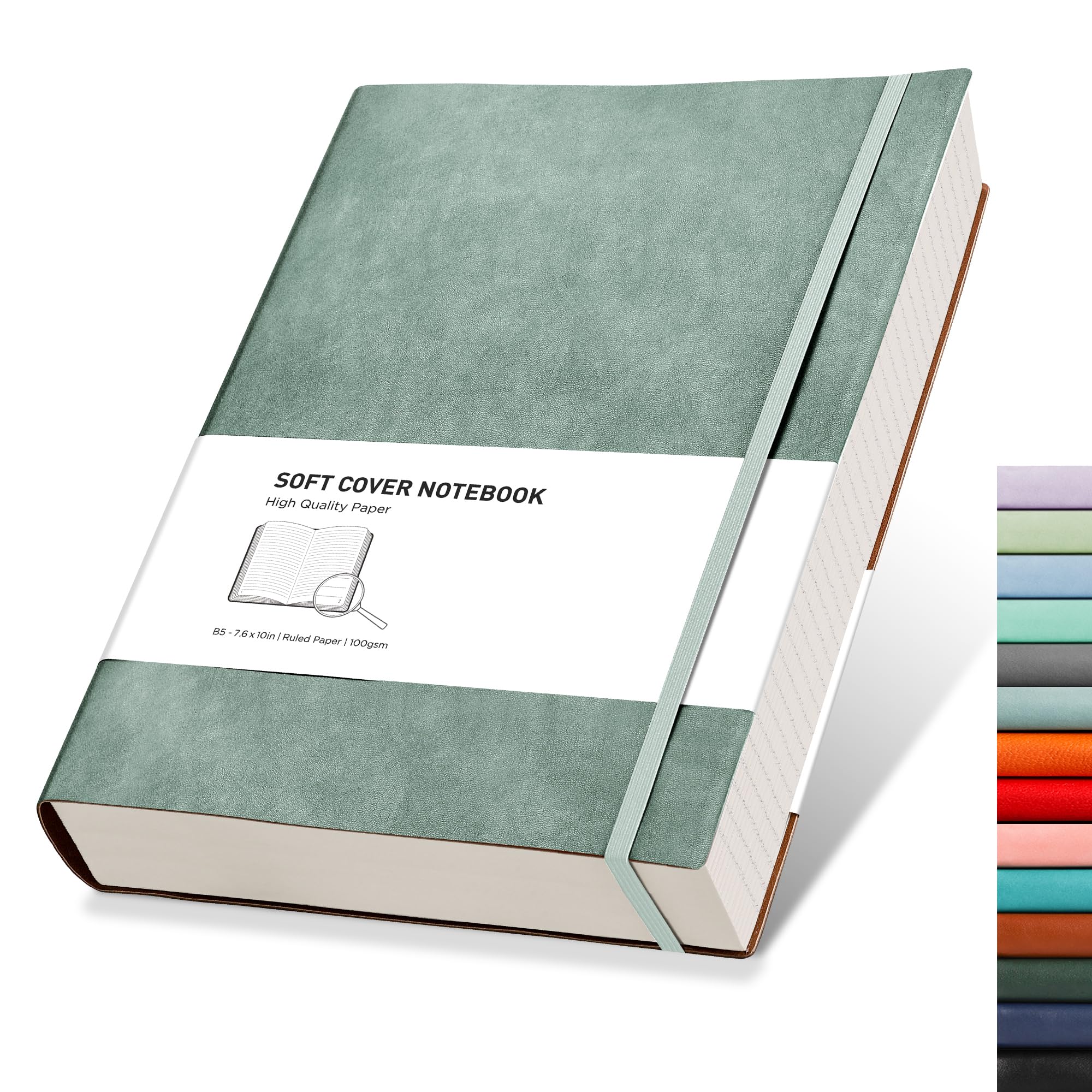 RETTACY Lined Journal Notebook - A5 Note Book Hardcover Thick Notepad 320 Numbered Pages for Writing,100gsm Lined Paper, Leather Hardcover, for Women Men Work Office School,14.5 x 21cm - Black