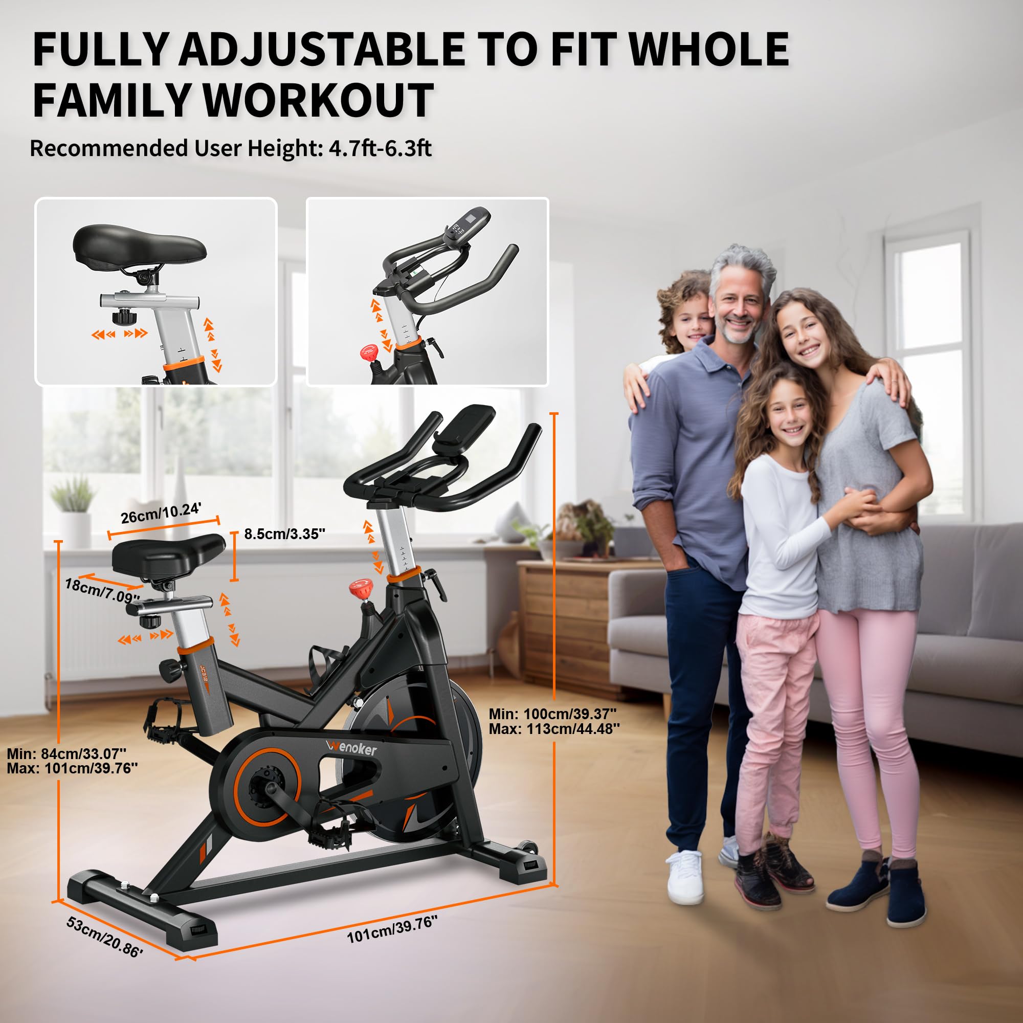 Wenoker Exercise Bike Indoor Cycling, Spin Bike Exercise Equipment for Home Gym Use with LCD Display & Tablet Holder Fitness Workout Cardio Training Machine