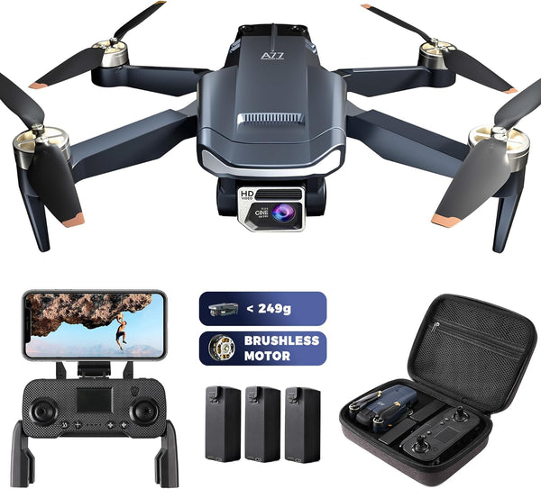 2650 ft Control Range Super Enduring Brushless Motor Drone with 84 Mins Super Long Flight Time, Drone with 4K HD Camera for Beginners, CHUBORY A77 WiFi Quadcopter, Follow Me, Auto Hover, 3 Batteries