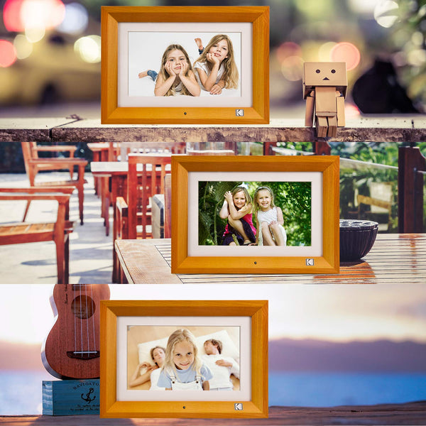 KODAK Digital Photo Frame WiFi Digital Picture Frame 10.1 Inches, FHD 1920*1200 IPS Touchscreen, Wooden Smart Electronic Frame with 32GB Memory, Easy to Share Photo, Video via APP with Your Loved Ones