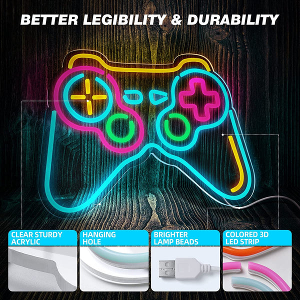 Eufrozy Dimmable Game Neon Sign, Acrylic Gaming LED Neon Light Sign, Bedroom Wall Decor Lights Powered by USB with Switch, for Kids, Boys, Gamers,
