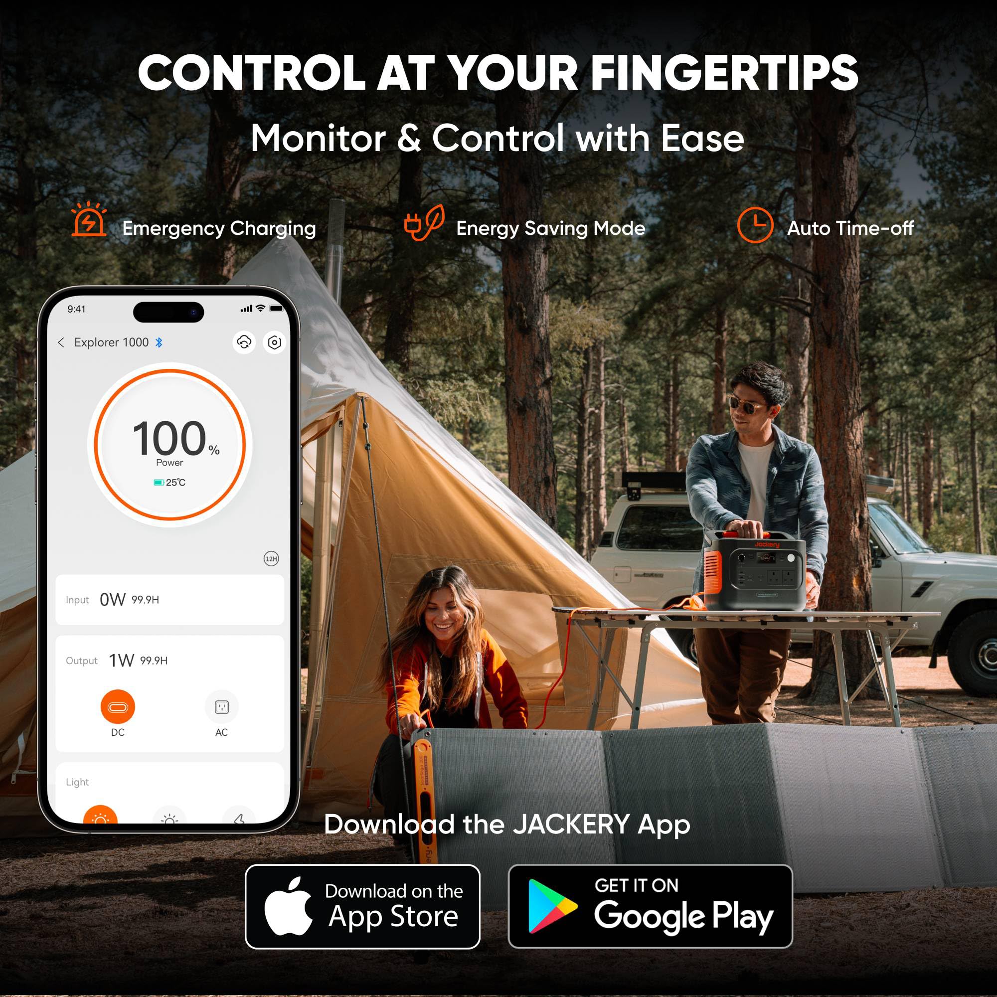 Jackery Explorer 1000 v2+ 100W Solar Panel Portable Power Station(2024 New),1070Wh LiFePO4 Battery,1500W AC/100W USB-C Output, 1 Hr Fast Charge, Solar Generator for Outdoor Camping