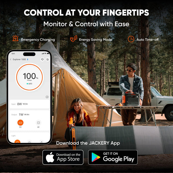 Jackery Explorer 1000 v2+ 100W Solar Panel Portable Power Station(2024 New),1070Wh LiFePO4 Battery,1500W AC/100W USB-C Output, 1 Hr Fast Charge, Solar Generator for Outdoor Camping