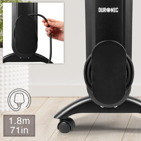 Duronic Electric Heater HV180 WE 2000W Oil Free Radiator Convection Heater Free Standing Radiator Mica Panel Heaters Portable Radiators with Micathermic Panels Convector for Home, Bedroom, Office