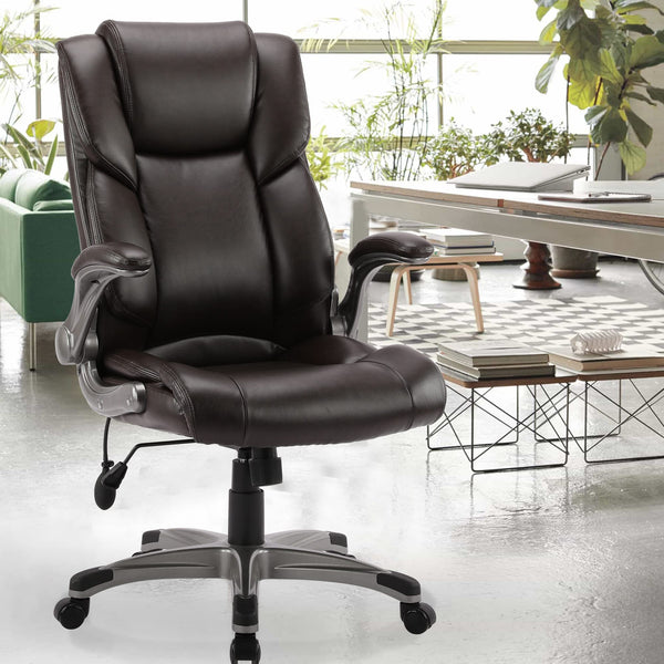 COLAMY Executive Office Chair with Footrest - Ergonomic High Back Design, Thick Bonded Leather Computer Chair with Removable Lumbar Pillow, Recliner Desk chair for Home Office Work Comfort (Black)