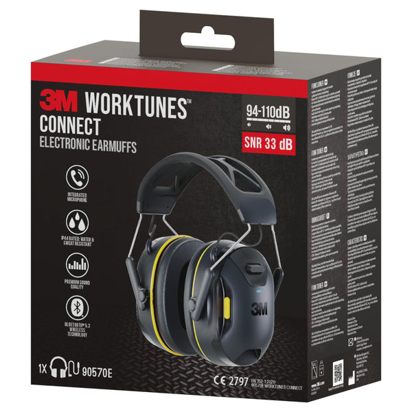 3M WorkTunes Connect Wireless Hearing Protector with Bluetooth Technology 90570E-1