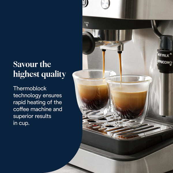 De'Longhi Manual Coffee Machine Stilosa EC260.GR, 15 Bar Pressure, Cappuccino System, Automatic Switch-Off, Compatible with ESE pods, 2 Level Tray, Capacity 1L, Green