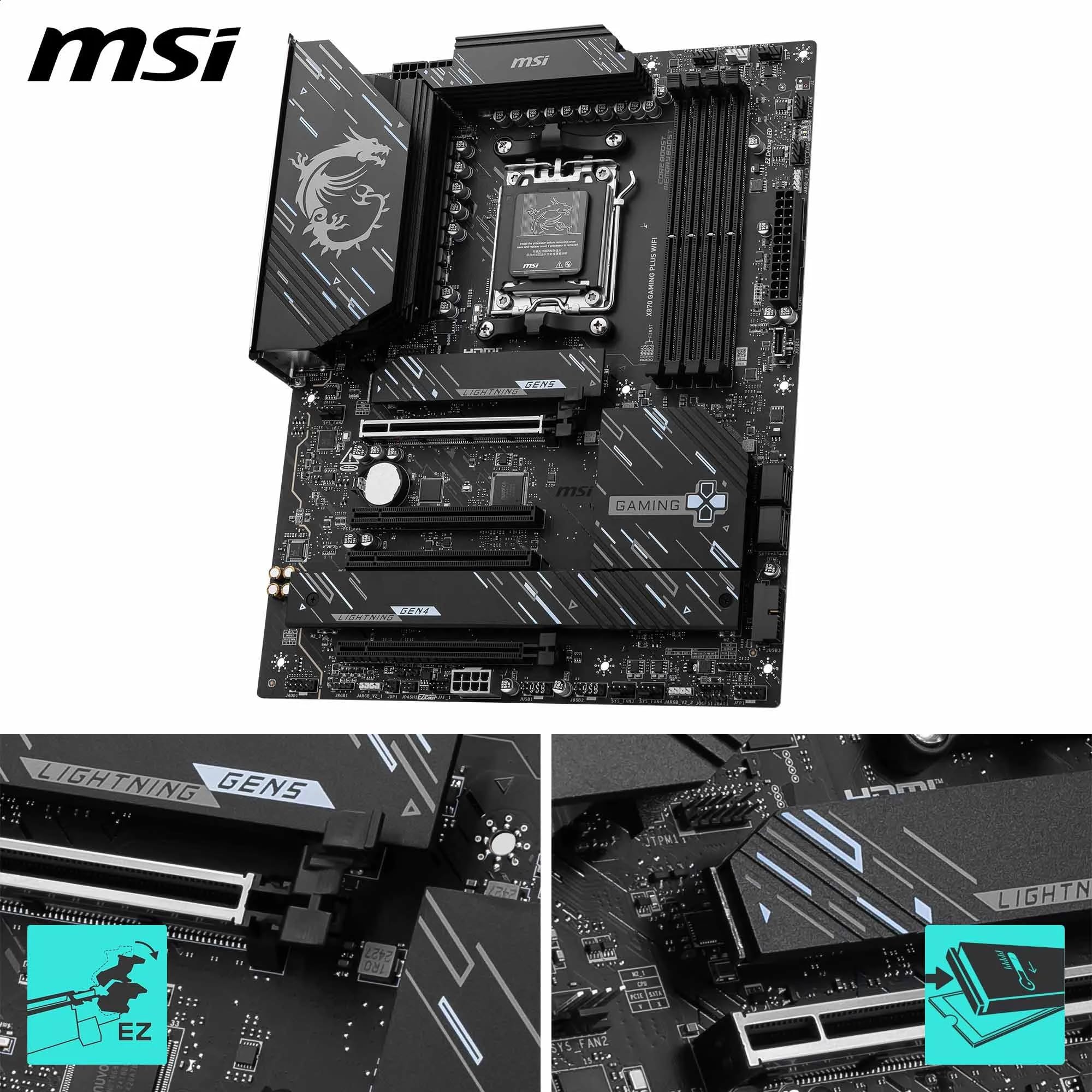 MSI X670E GAMING PLUS WIFI Motherboard, ATX - Supports AMD Ryzen 9000 / 8000 / 7000 Series Processors, AM5 - 80A SPS VRM, DDR5 Memory Boost 7800+ MHz/OC, PCIe 5.0 x16, M.2 Gen5, Wi-Fi 6E