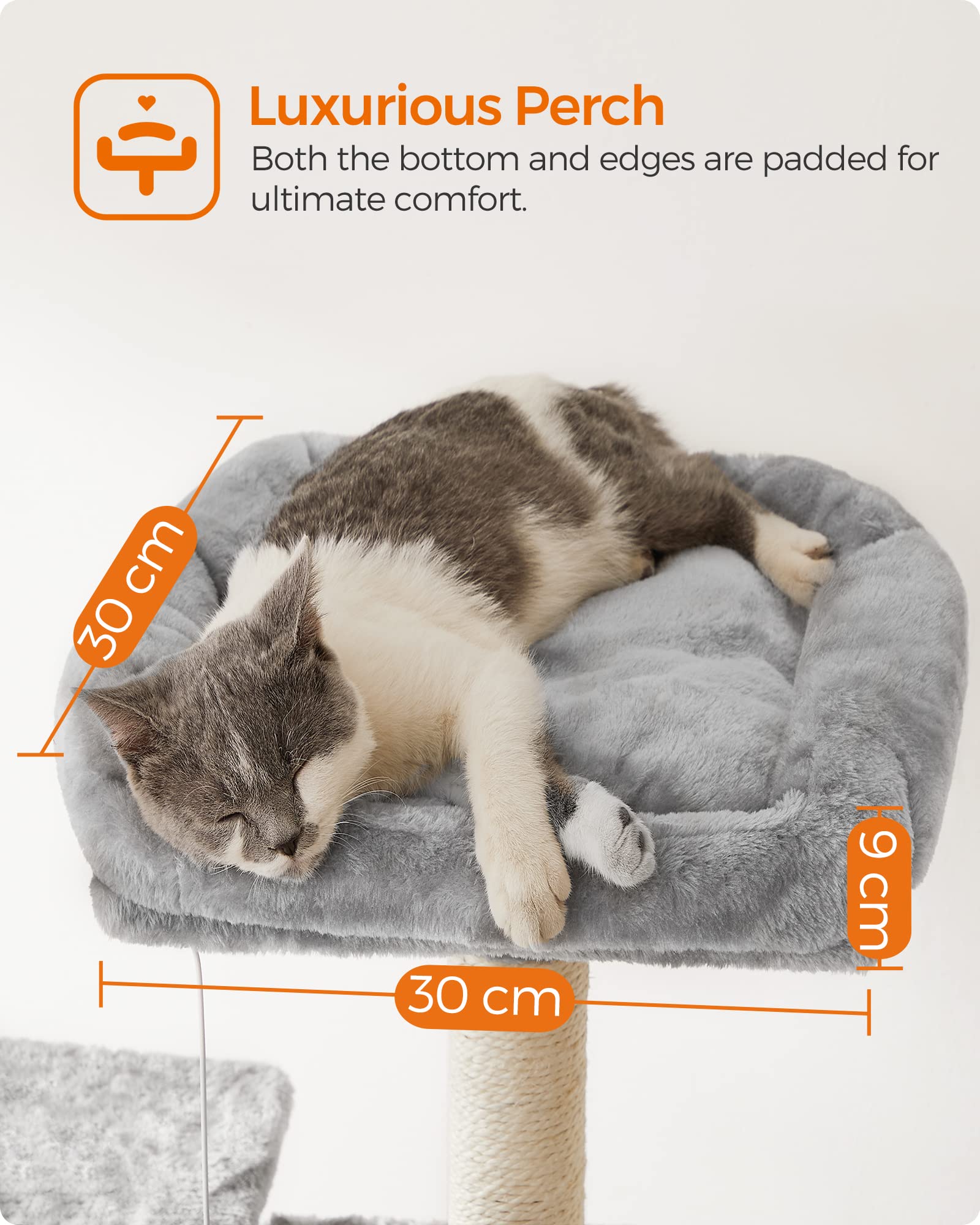 FEANDREA Cat Tree, XXL Cat Condo, 164 cm, Light Grey PCT087W01