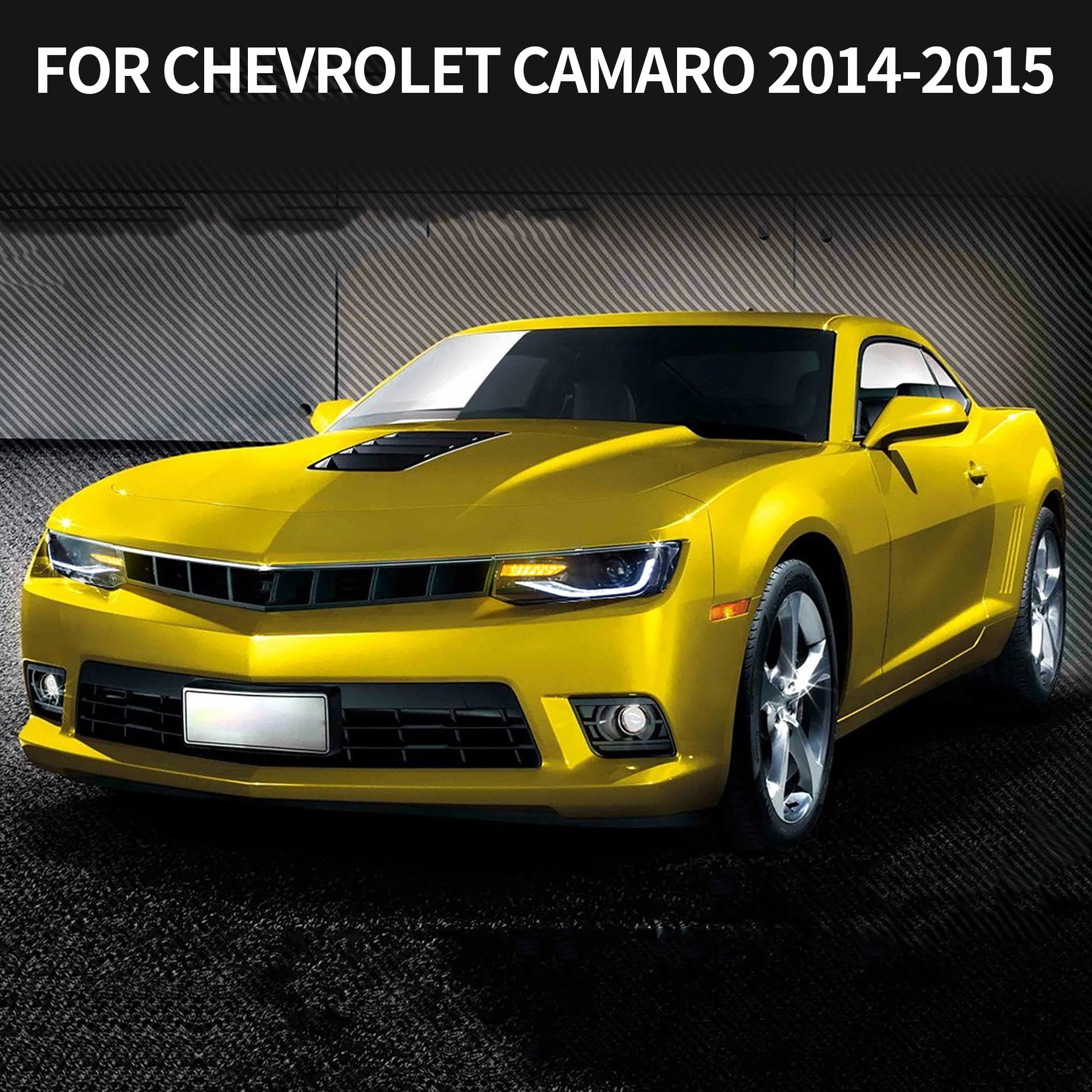 VLAND Motor Headlights compatible with 5th Gen Camaro LS, LT, SS, ZL1, Z/28 2014 2015, w/Sequential Turn signal, Driver & Passenger Side, not include bulbs