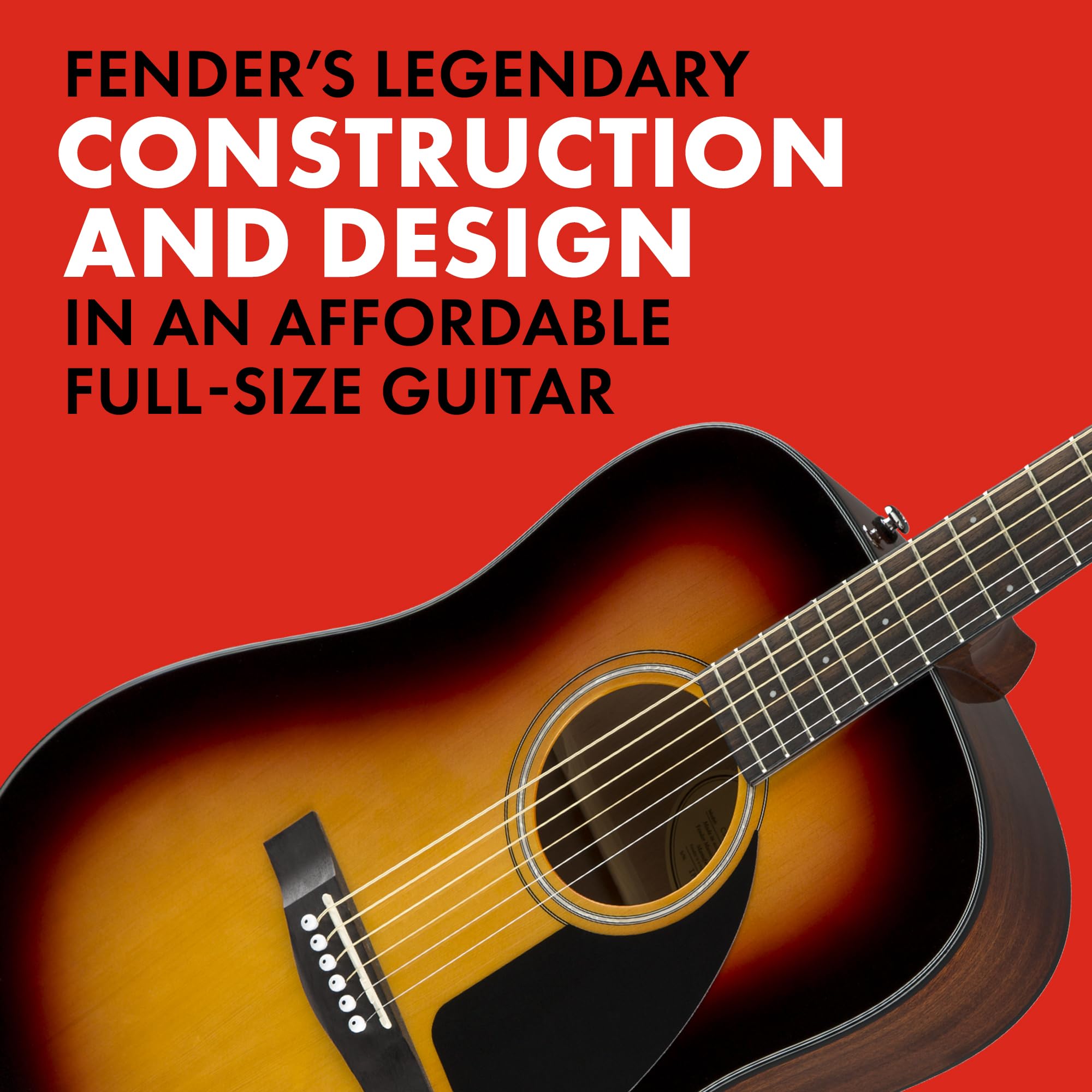 Fender CD-60 Dreadnought V3 DS Acoustic Guitar in Black with Walnut Fretboard, Great for Beginners, Comes with Free Virtual Lessons