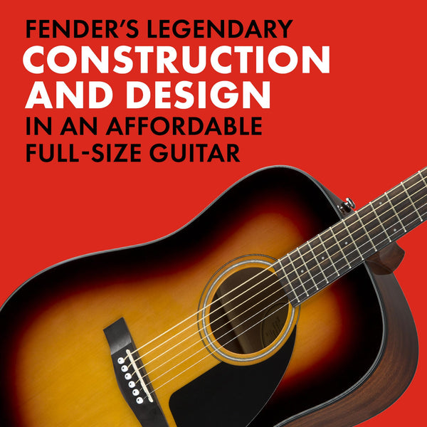 Fender CD-60 Dreadnought V3 DS Acoustic Guitar in Black with Walnut Fretboard, Great for Beginners, Comes with Free Virtual Lessons