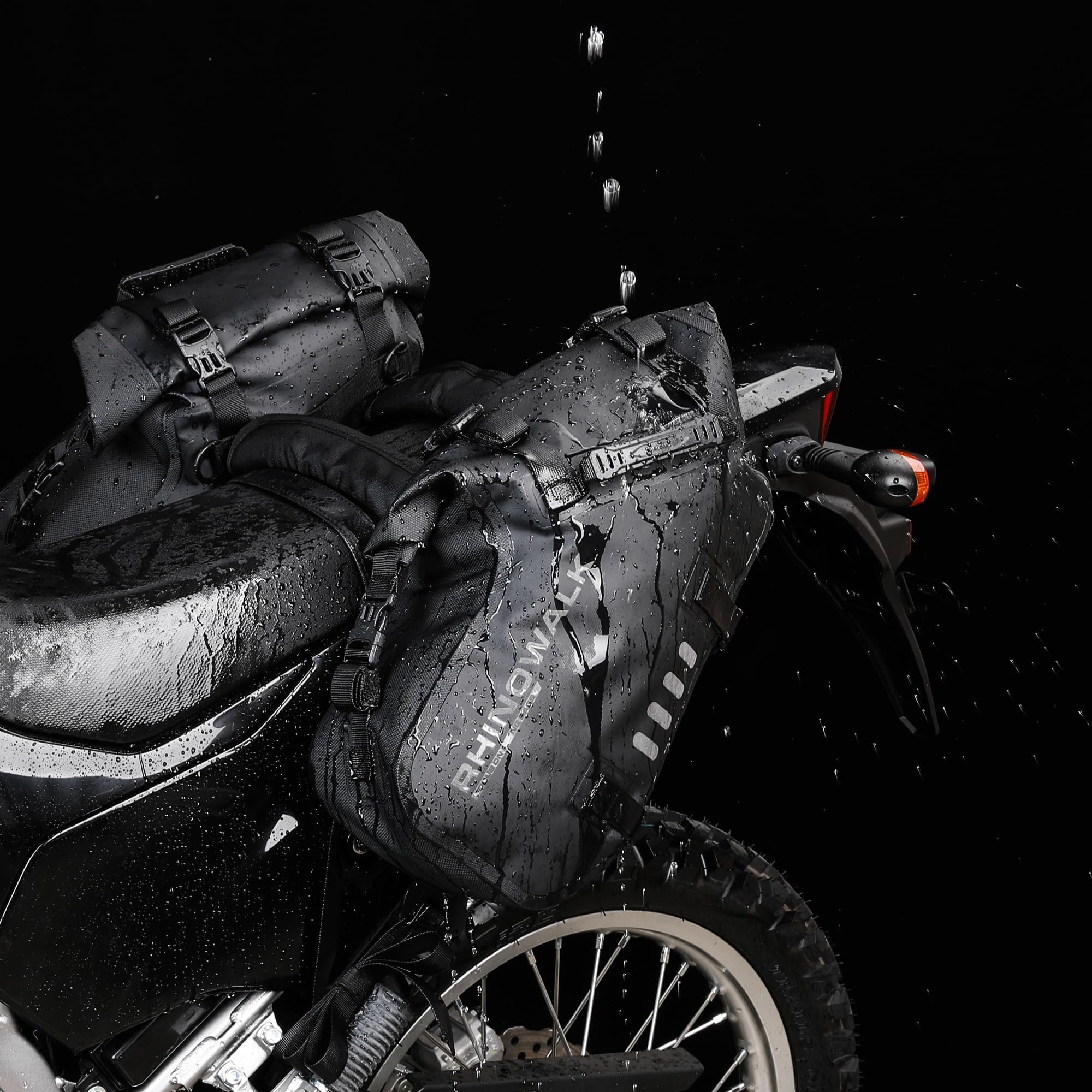 Rhinowalk Motor Pannier Bag Motorcycle Seat Bag Waterproof Travel Luggage Expandable19-26L, Black (MT4026)