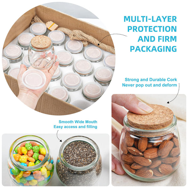 Absovetu 40 Pack Small Glass Jars with Lids and Labels 200ml/7 oz - Candle Jars Mason Jar for Overnight Oats Jam Jar for Wedding Christmas DIY Gifts