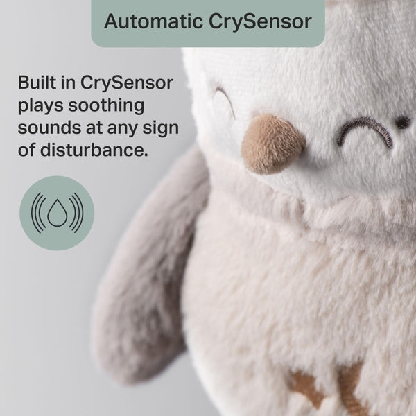 Tommee Tippee OllieOwl Deluxe Baby and Toddler Sound and Light Sleep Aid, Automatic CrySensor Soothes with 3 Natural Sounds and 3 Lullabies, Adjustable Volume, Soft Plush Fabric, USB Rechargeable