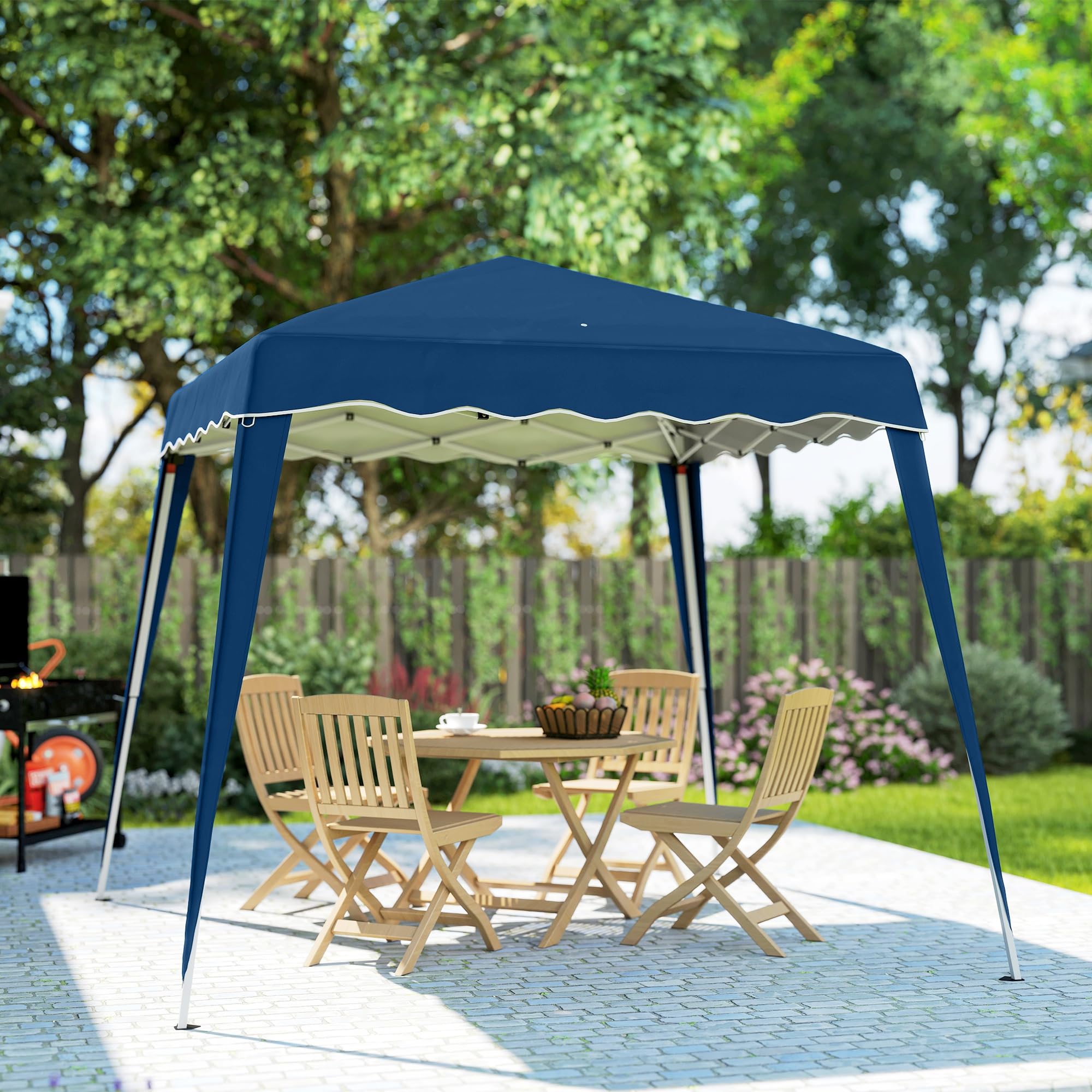 Outsunny 3 M x 3 M Base/ 2.5 M x 2.5 M Top Pop Up Gazebo, One Person Setup Instant with Carry Bag, Height Adjustable Slant Leg Party Tent Instant Event Shelter for Garden, Patio, Black