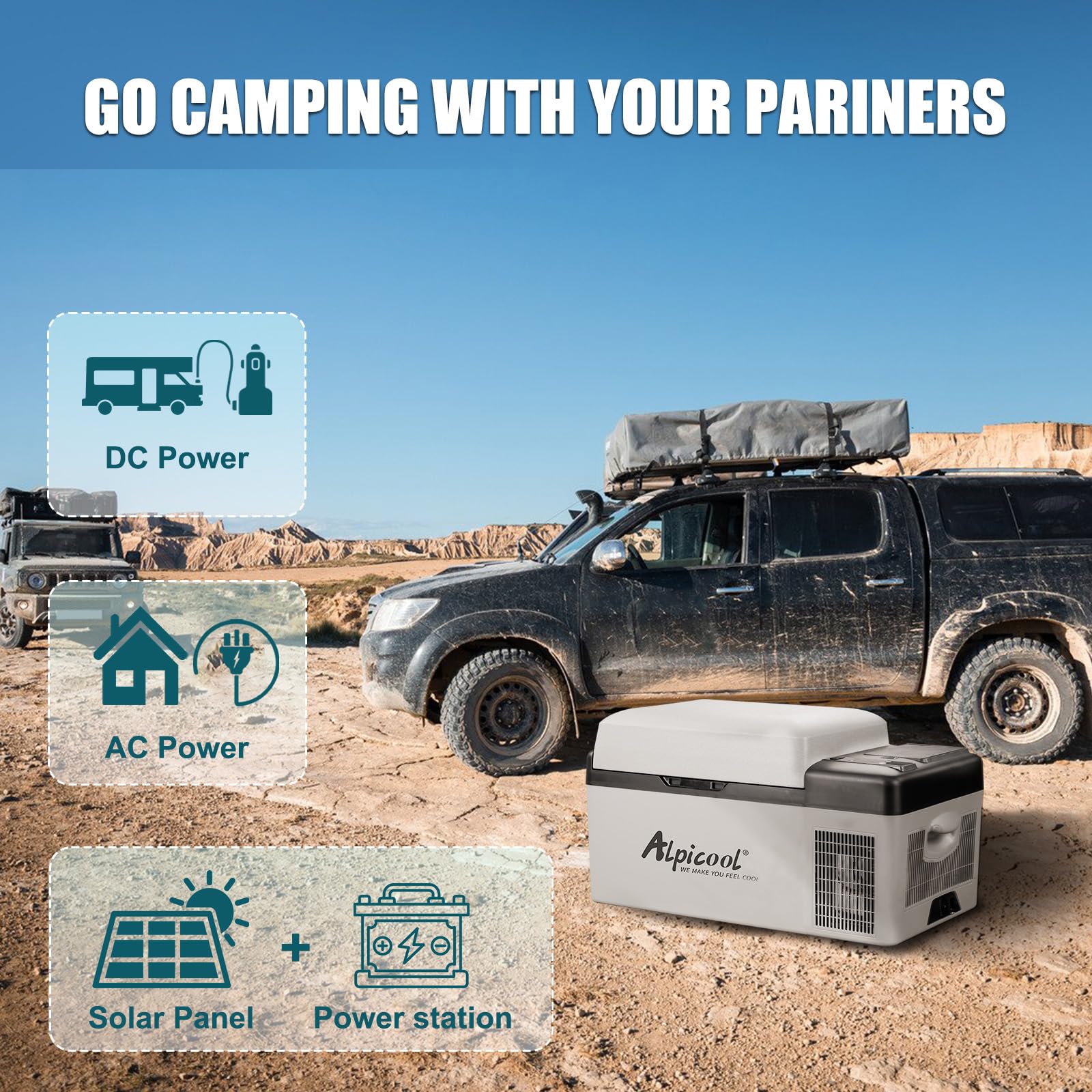 Alpicool C9PT 9L Compressor Car Fridge Freezer, DC 12v Camping Refrigerator, Portable Mini Cool Box for TruckCampervanRVBoat, -20℃ to 20℃(Black)