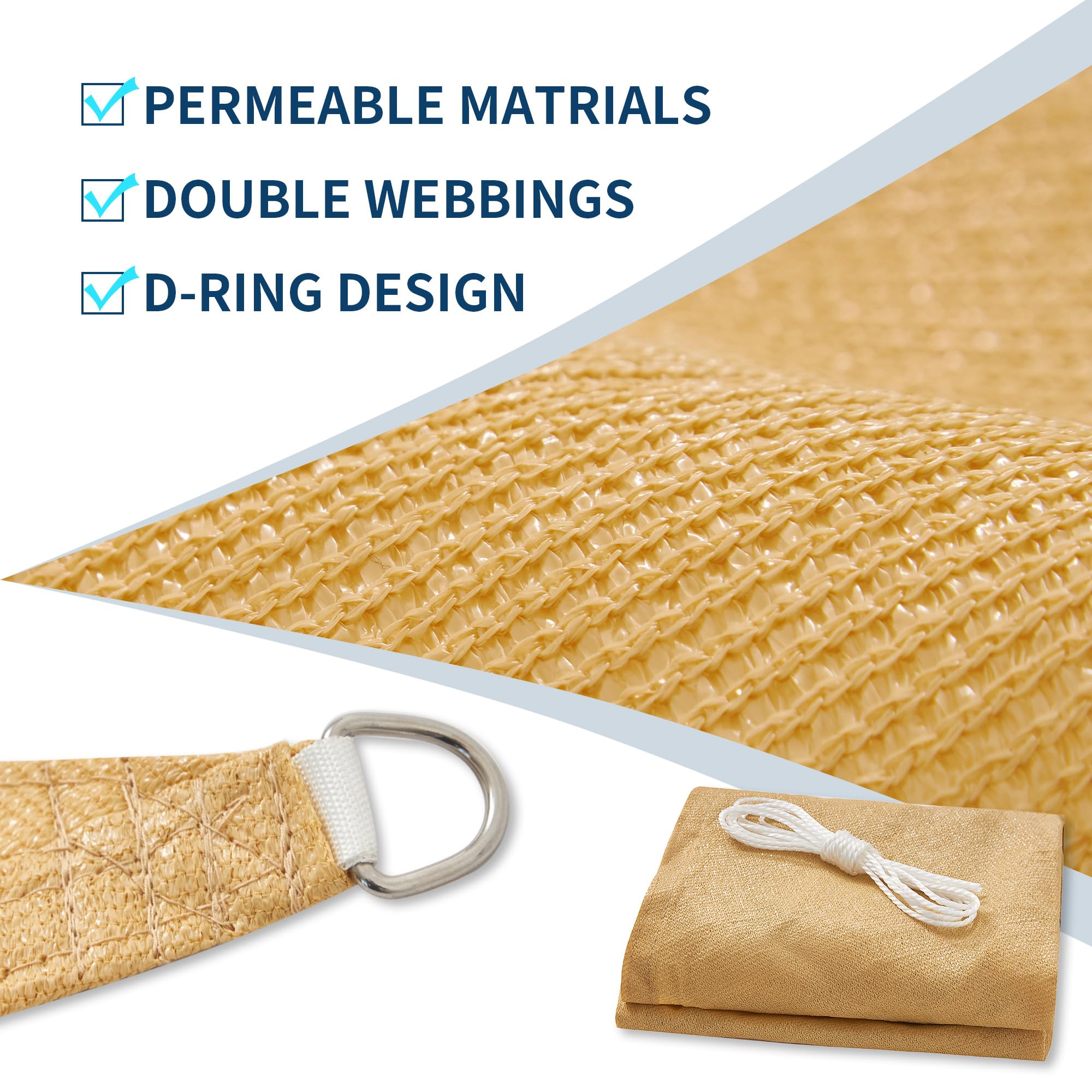 EMEKIAN Rectangle 2.4m x 3.1m Sun Shade Sail, UV Block Sunshade Canopy, Sand Permeable Patio Cover for Garden Backyard Outdoor Facility and Activities