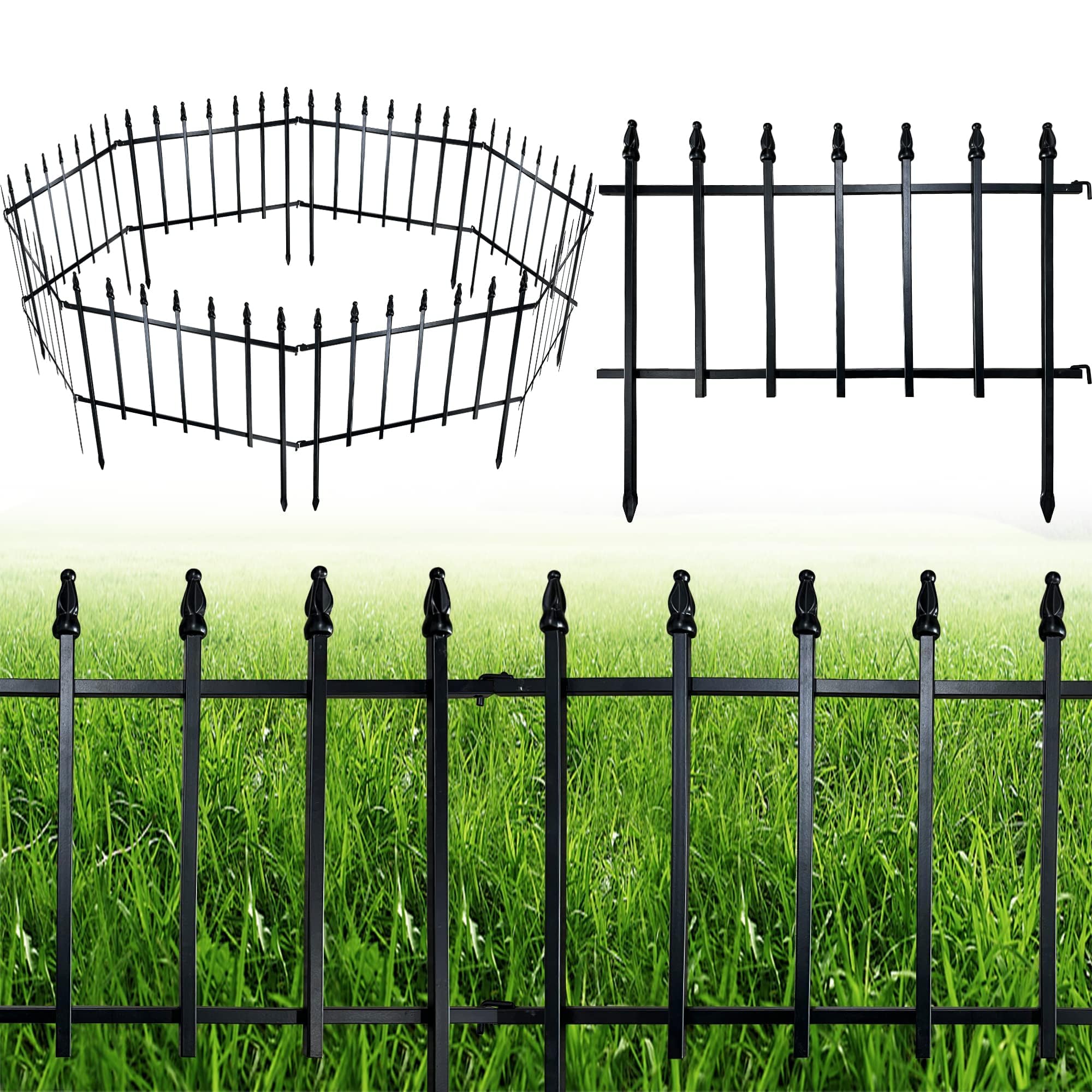 ARIFARO Decorative Metal Garden Fence 46cm high x 56cm Wide 5 Pack, Animal Barrier for Dog Pet, Border Garden Fencing for Outdoor Patio Lawn Yard