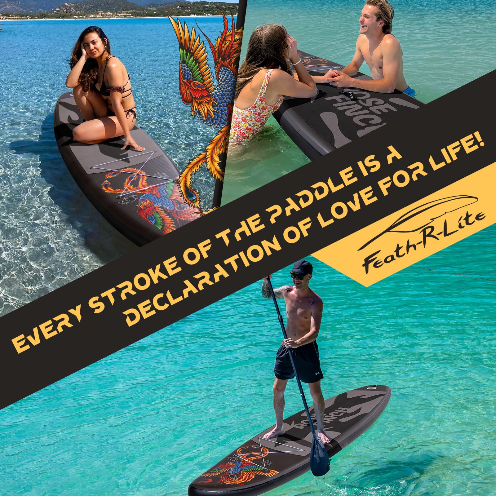FEATH-R-LITE 10' &11' Inflatable Ultra-Light Stand Up Paddle Board for All Skill Levels Included with SUP, Adj Paddle, Pump, Backpack, Leash