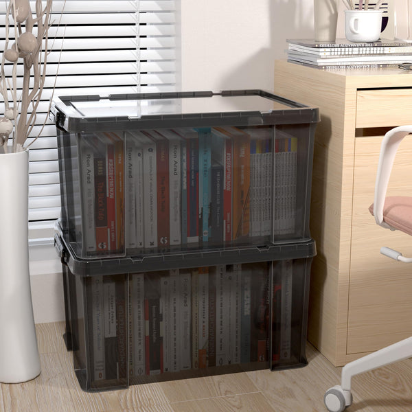 Cetomo 80L*3 Storage Boxes, Stackable Storage Box with Lids, Heavy-Duty Lidded Container with Reinforced Corners, Vertical Sides and Clip Closure,