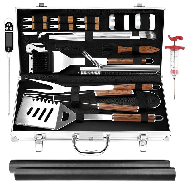 KALAHOL 7-in-1 BBQ Tools Set Extra Thick Stainless Steel Grill Tool Set with Storage Bag, Premium Complete Outdoor BBQ Utensils Set Professional Barbecue Accessories BBQ Kit for Men and Women Gift