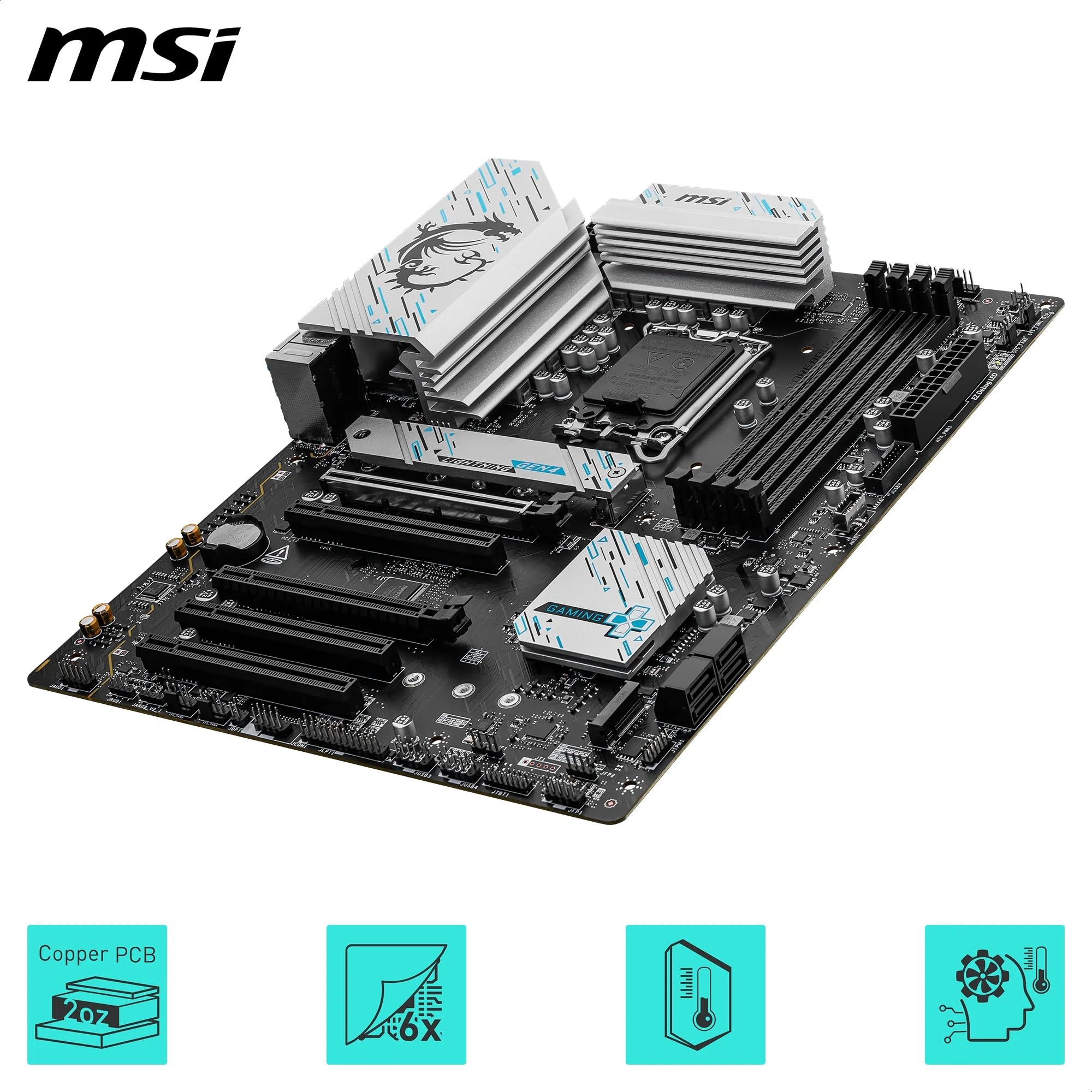 MSI B760 GAMING PLUS WIFI DDR4 Motherboard, ATX - Supports Intel 14th, 13th & 12th Gen Core Processors, LGA 1700 - DDR4 Memory Boost 5333+MHz/OC, 1x PCIe 4.0 x16, 2 x M.2 Gen4, 2.5G LAN, Wi-Fi 6E