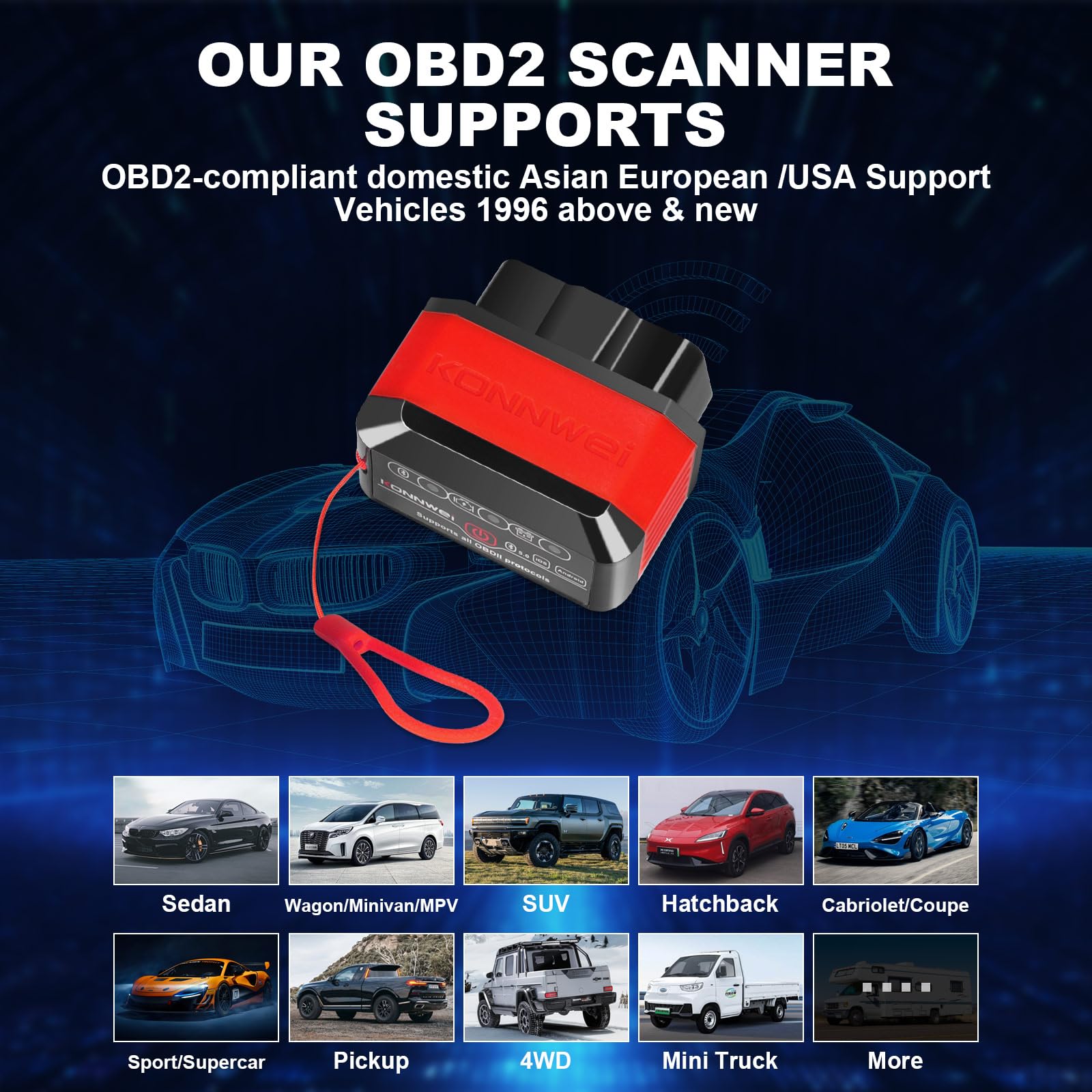 jianyana OBD2 Code Reader, OBD2 Scanner Bluetooth Universal Car Engine Fault Code Reader Car Diagnostic Scanner Diagnostic Scan Tool with BMW Ford VW Audi All OBDII Vehicles