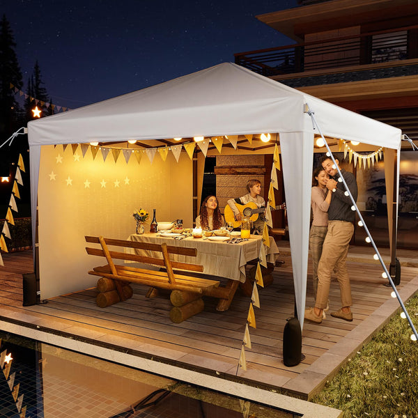 Driftalia Gazebo with Sides 3m x 3m, Waterproof Pop Up Gazebo with 4 Sandbags and Carry Bag for Parties, Camping, Commercial Events - Dark Grey