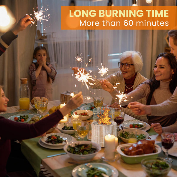 VOSSMOON Tabletop Fire Pit, Bioethanol Table Top Fire Bowl, Portable Round Fireplace indoor or Outdoor, Concrete Table Top Patio Heater Ethanol Burner with Tempered Glass for Potluck or Camping, Black