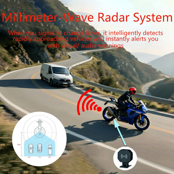 Motorcycle CarPlay Screen with 1080P Front and Rear Dash Cam,5.5" Wireless CarPlay & Android Auto GPS Navigation Touchscreen for Motorbike with BSD Radar Monitor,TPMS,IP67 Waterproof,Siri/Google