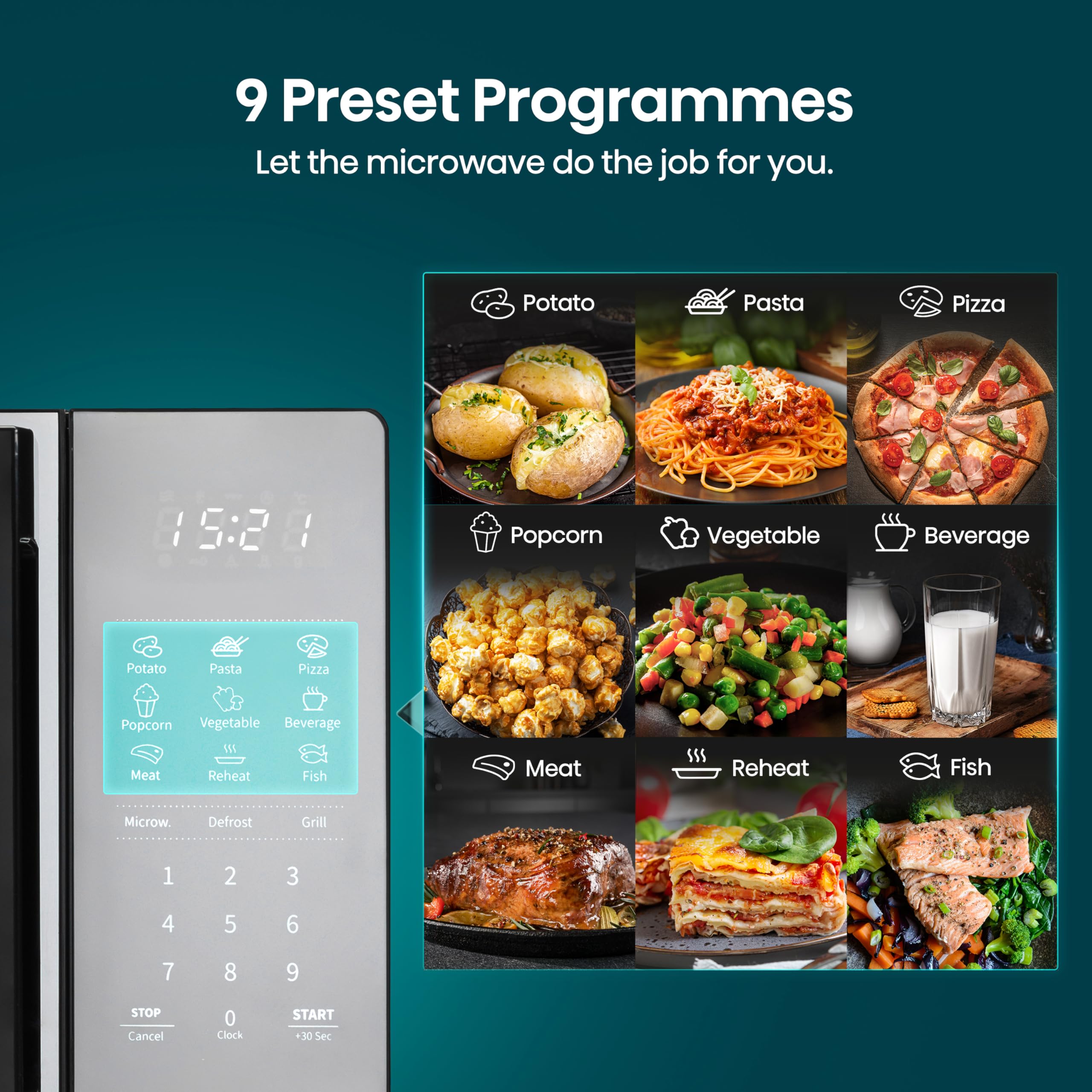 Hisense H23MOBSD1HUK 23 Litre 800W electronic Microwave with Auto Defrost, Digital Display, Smart Cook, Multi level cooking and Easy Clean- Black