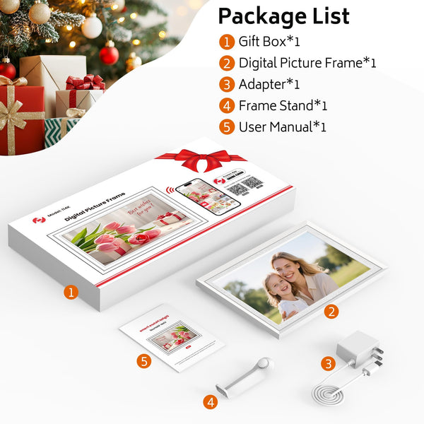 Frameo WiFi Digital Photo Frame 10.1 Inch - 1280x800 HD IPS Touch Screen Picture Frame Electronic, 32GB Memory, Auto Rotate, Wall Mountable, Digital PictureFrame for Sharing Photos and Videos