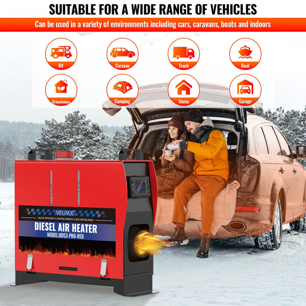 VELPAX 12V 8KW Diesel Air Heater, All in One Truck Heater, Portable Diesel Heater with Remote Control LCD Monitor and Silencer for Car Trucks Bus RV and Trailer
