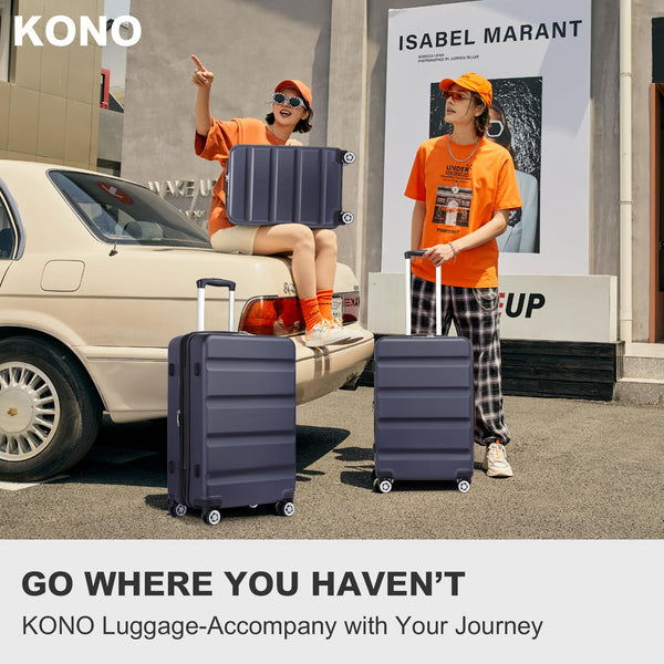 Kono Lightweight 28" Large Suitcase | Hard Shell with TSA Lock | 4 Dual Spinner Wheels | Expandable Design for Easy Travel | Perfect for Business & Vacation (Cream White,75x47.5x29.5cm)