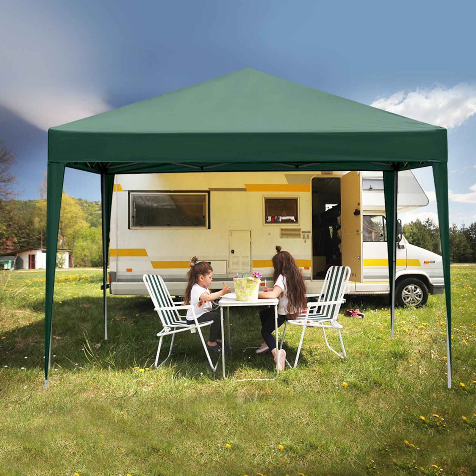 Bonnlo Pop Up Gazebo with Sides 3m x 3m, Easy Setup Instant Outdoor Canopy, Folding Garden Gazebo, Party Tent Grey
