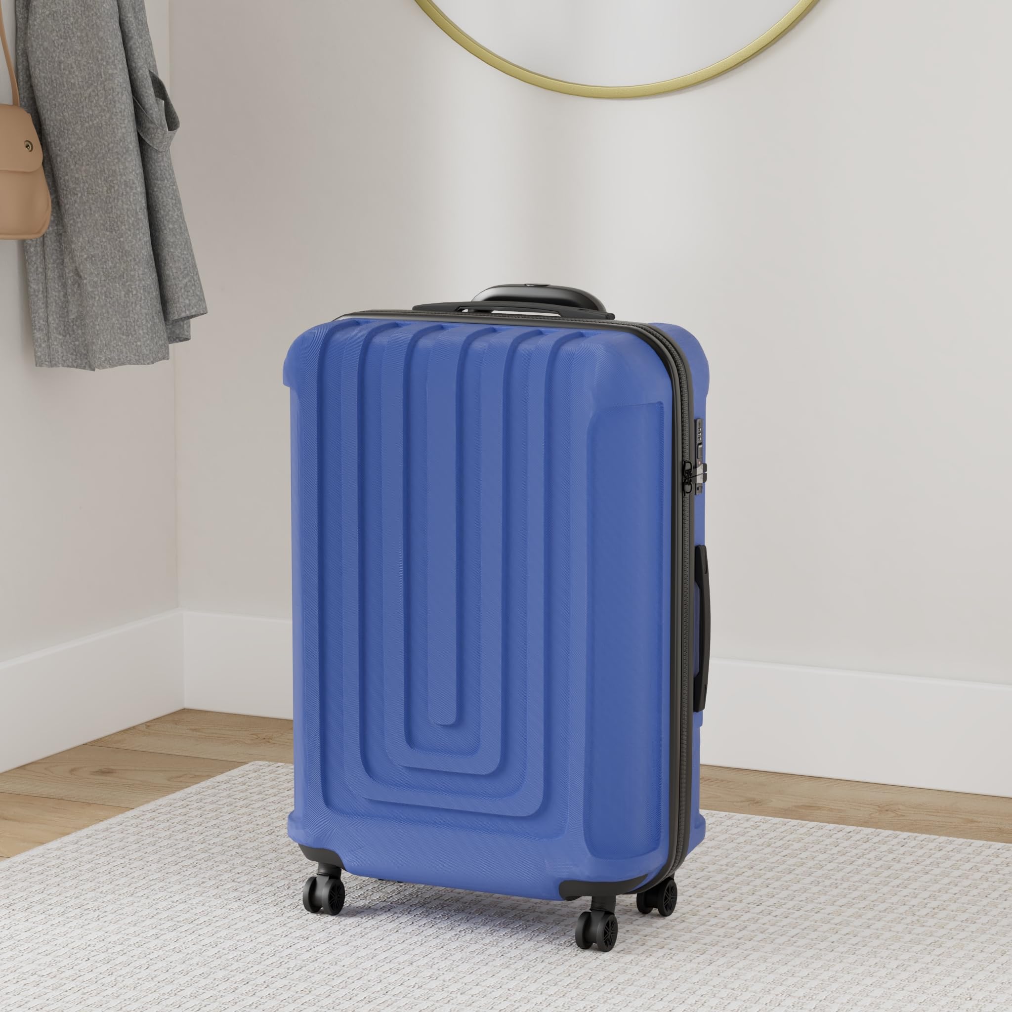 Flight Knight Premium Lightweight Suitcase - Built-in TSA Lock - 8 Spinner Wheels - ABS Hard Shell Check in Highly Durable Luggage - Medium - 67x45x26cm