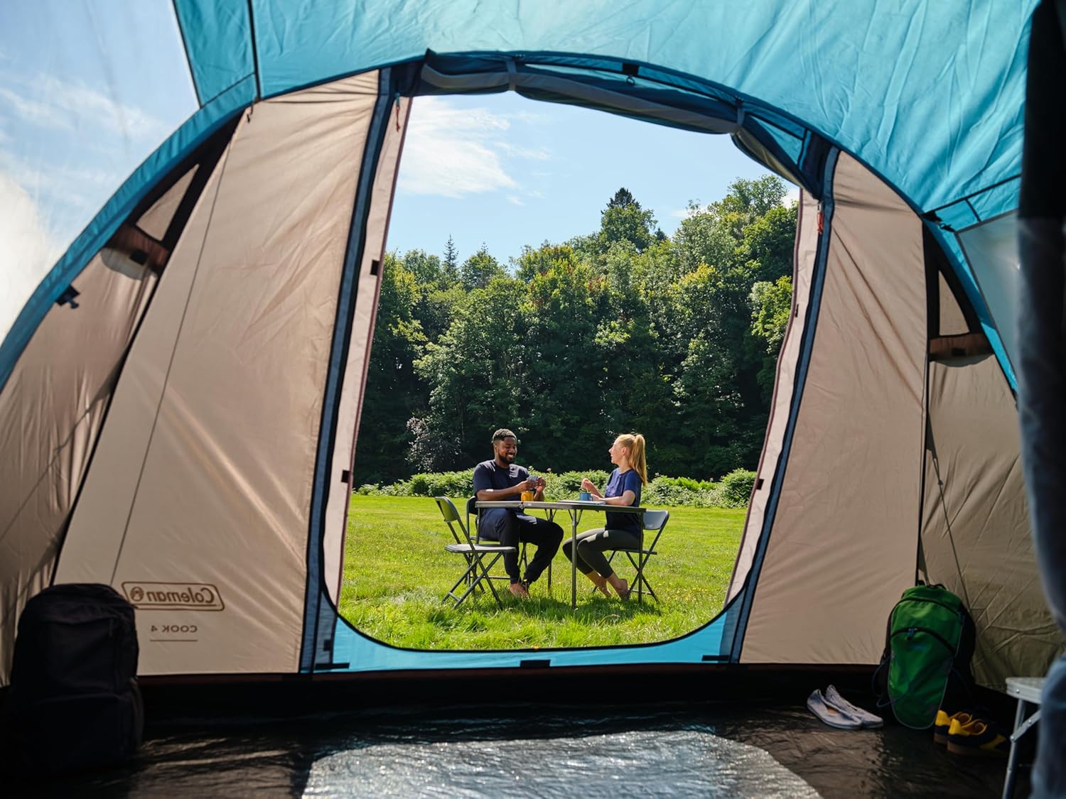 Coleman Cook 4 Family Tent | 4 Man Tunnel Tent with Separate Living And Sleeping Area | Easy To Pitch | 4 Person Camping Tent | 3000mm Waterproof | with Sewn-in Groundsheet