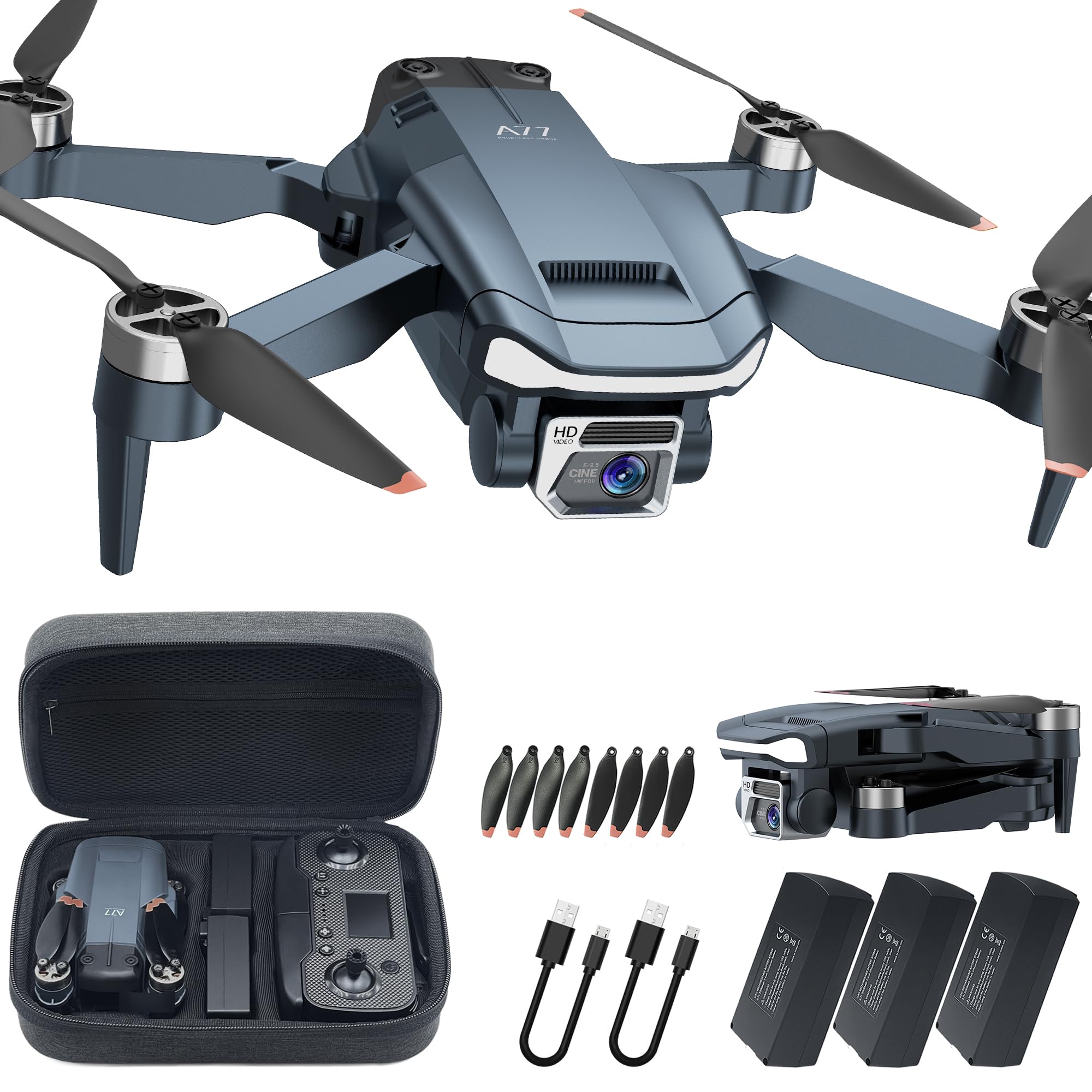 2650 ft Control Range Super Endurance Foldable Drone with Camera for Beginners–60+ min Flight Time, WiFi Quadcopter with 4K HD Camera, Brushless Motor, Auto Hover, Follow Me (3 Batteries)