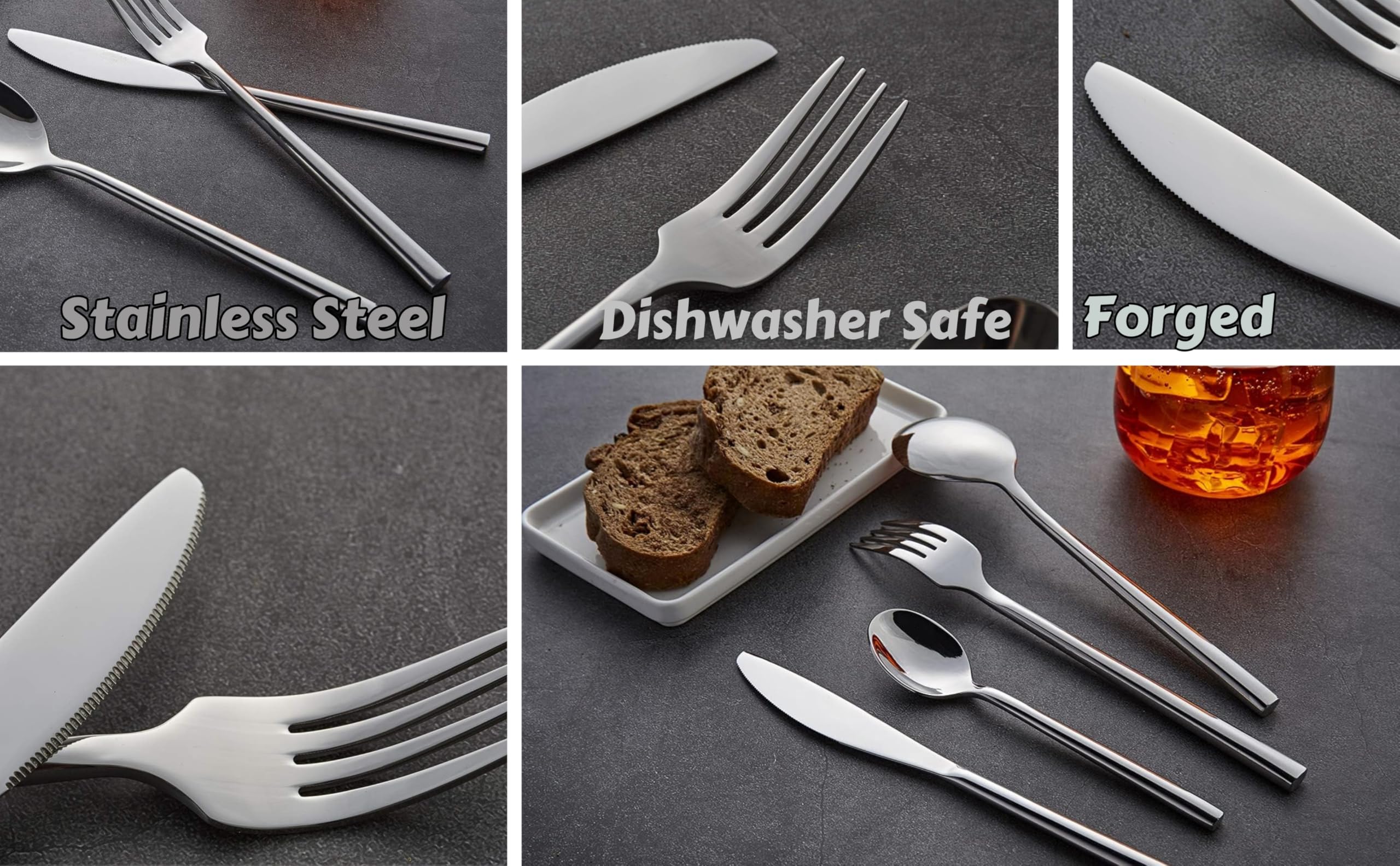 Exzact Cutlery Set Forged Stainless Steel 24pcs - 6 x Forks, 6 x Table Knives, 6 x Table Spoons, 6 x Teaspoons Flatware/Silverware/Home - Service for