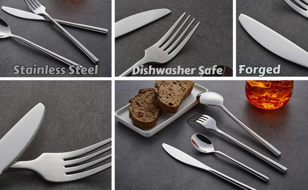 Exzact Cutlery Set Forged Stainless Steel 24pcs - 6 x Forks, 6 x Table Knives, 6 x Table Spoons, 6 x Teaspoons Flatware/Silverware/Home - Service for
