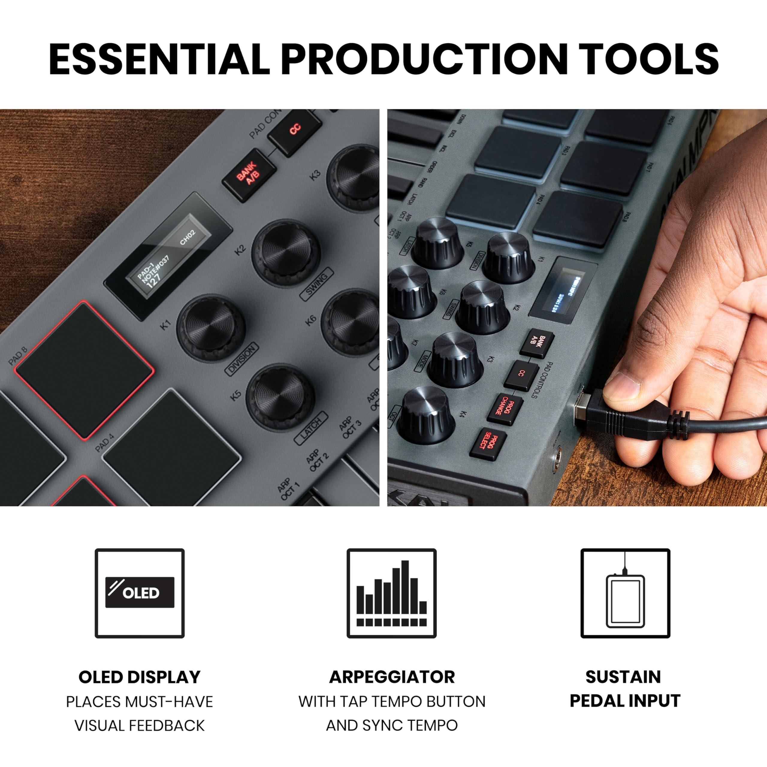 Akai Professional MPK Mini MK3 - 25 Key USB MIDI Keyboard Controller with 8 Backlit Drum Pads, 8 Knobs and Music Production Software and Native Instruments Sound Package (NKS Integration)