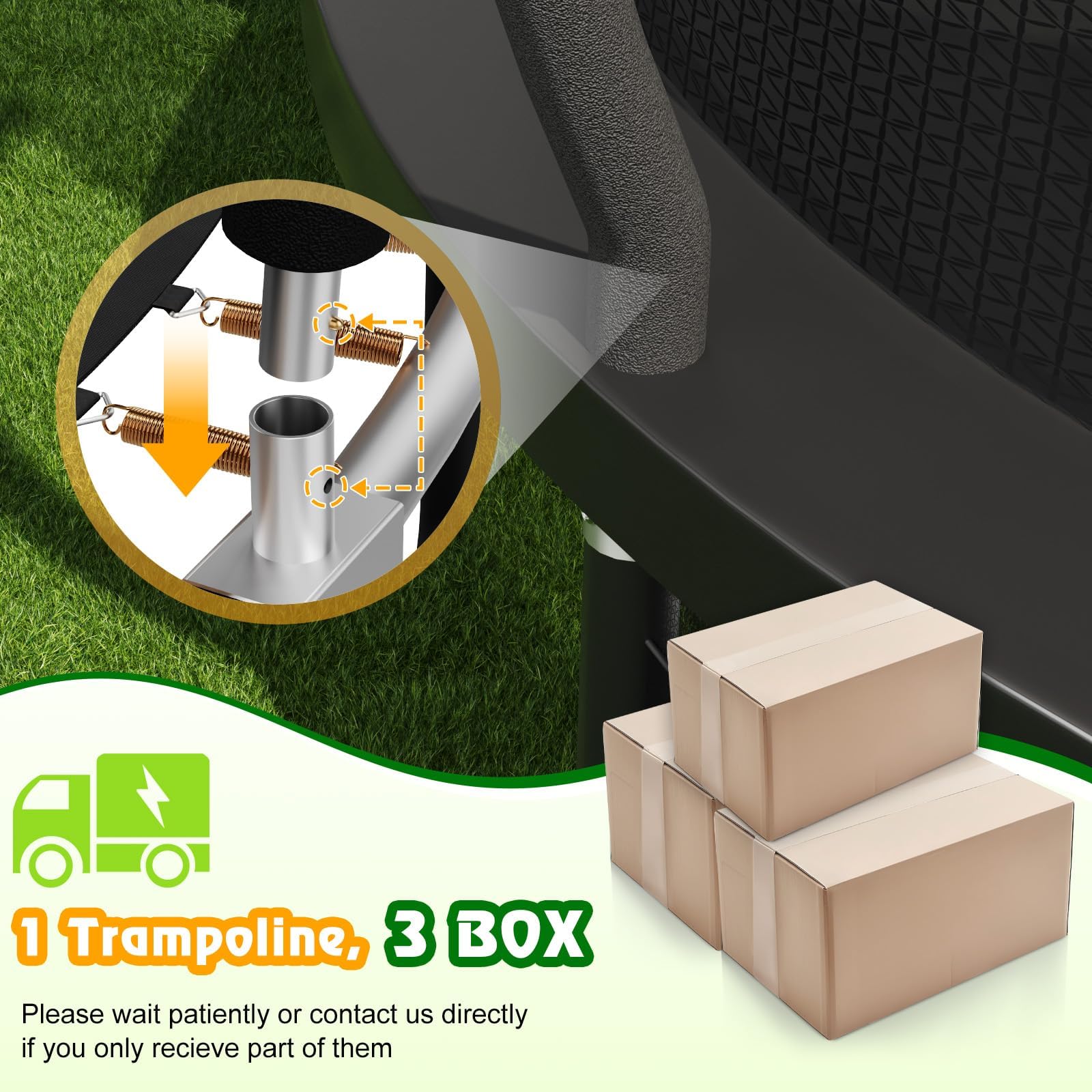 Devoko Outdoor Trampoline 7.5ft/10ft/12ft/14ft GS Certified Garden Trampoline With Safety Net,Non-Slip Ladder& Shoe Organiser,Available For Toddlers And Adults,Up to 150kg