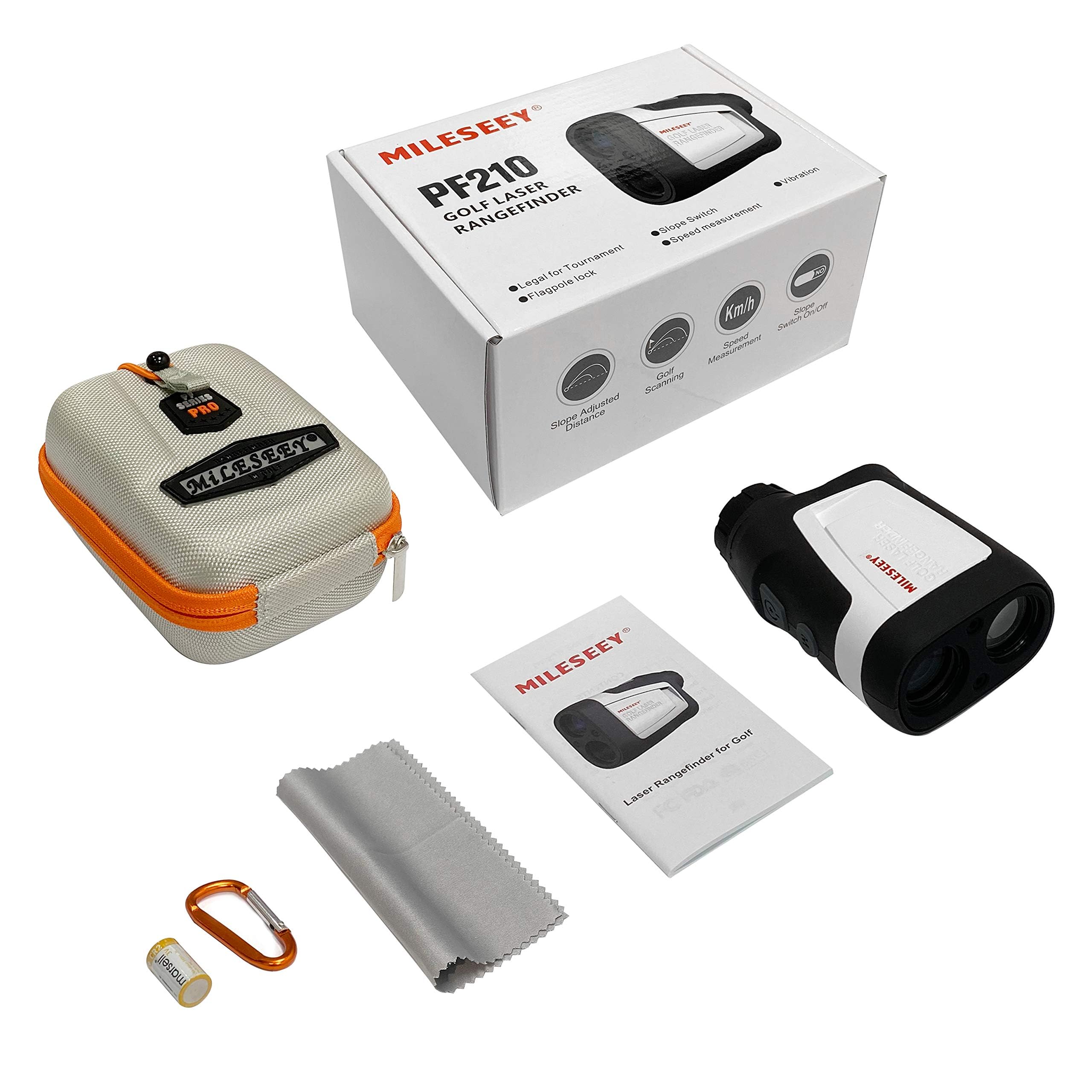 MiLESEEY Golf Range Finder with Slope On/Off,1100Yards,±0.5yard Accuracy,Flag Lock with Vibration,Legal for Tournament Play, Scan Measurement for Golfers,Carrying Case, Free Battery