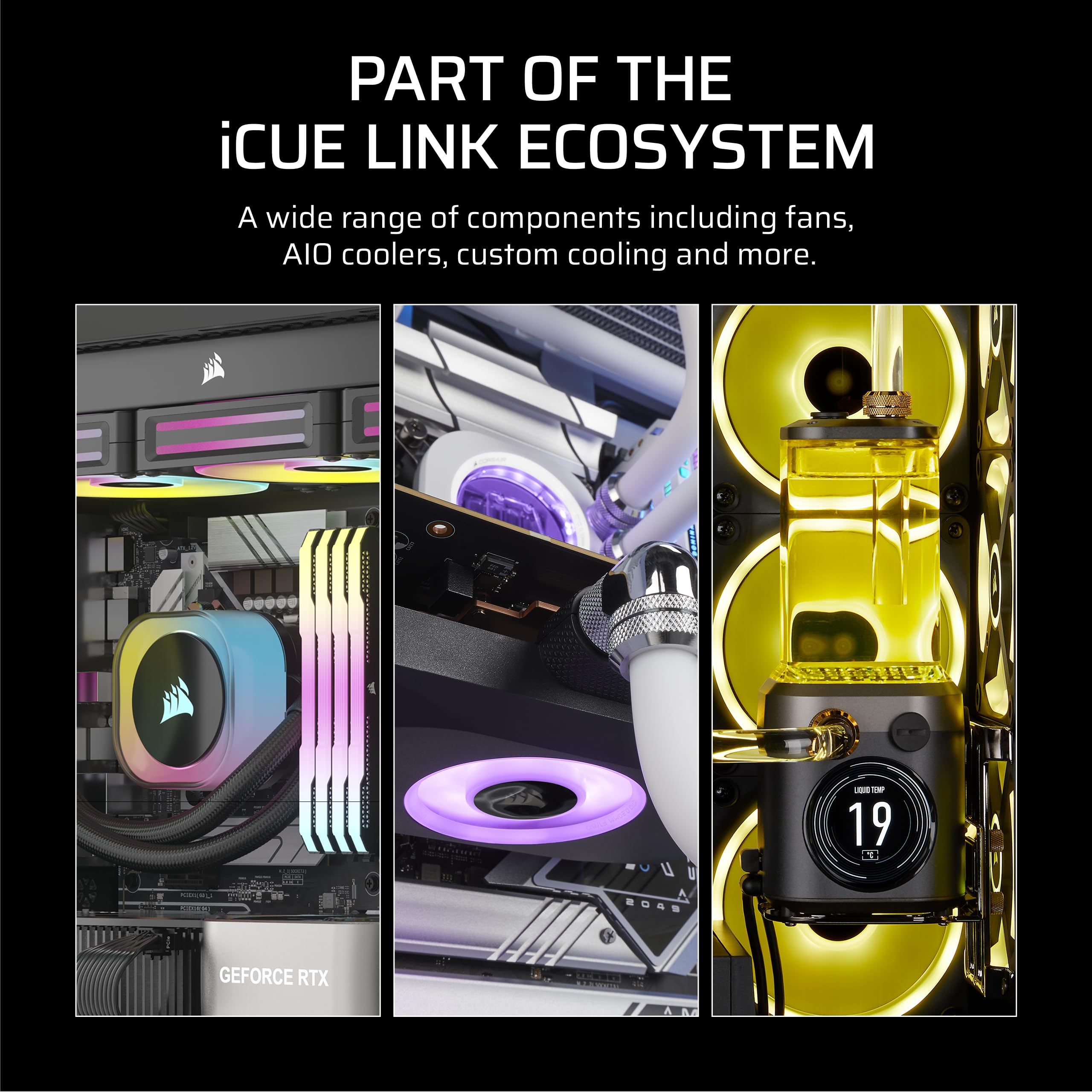 CORSAIR iCUE LINK RX120 MAX RGB 120mm PWM Thick Fans with iCUE LINK System Hub – High-Static Pressure – Magnetic Dome Bearing – Triple Pack – White