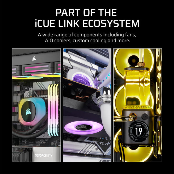 CORSAIR iCUE LINK RX120 MAX RGB 120mm PWM Thick Fans with iCUE LINK System Hub – High-Static Pressure – Magnetic Dome Bearing – Triple Pack – White