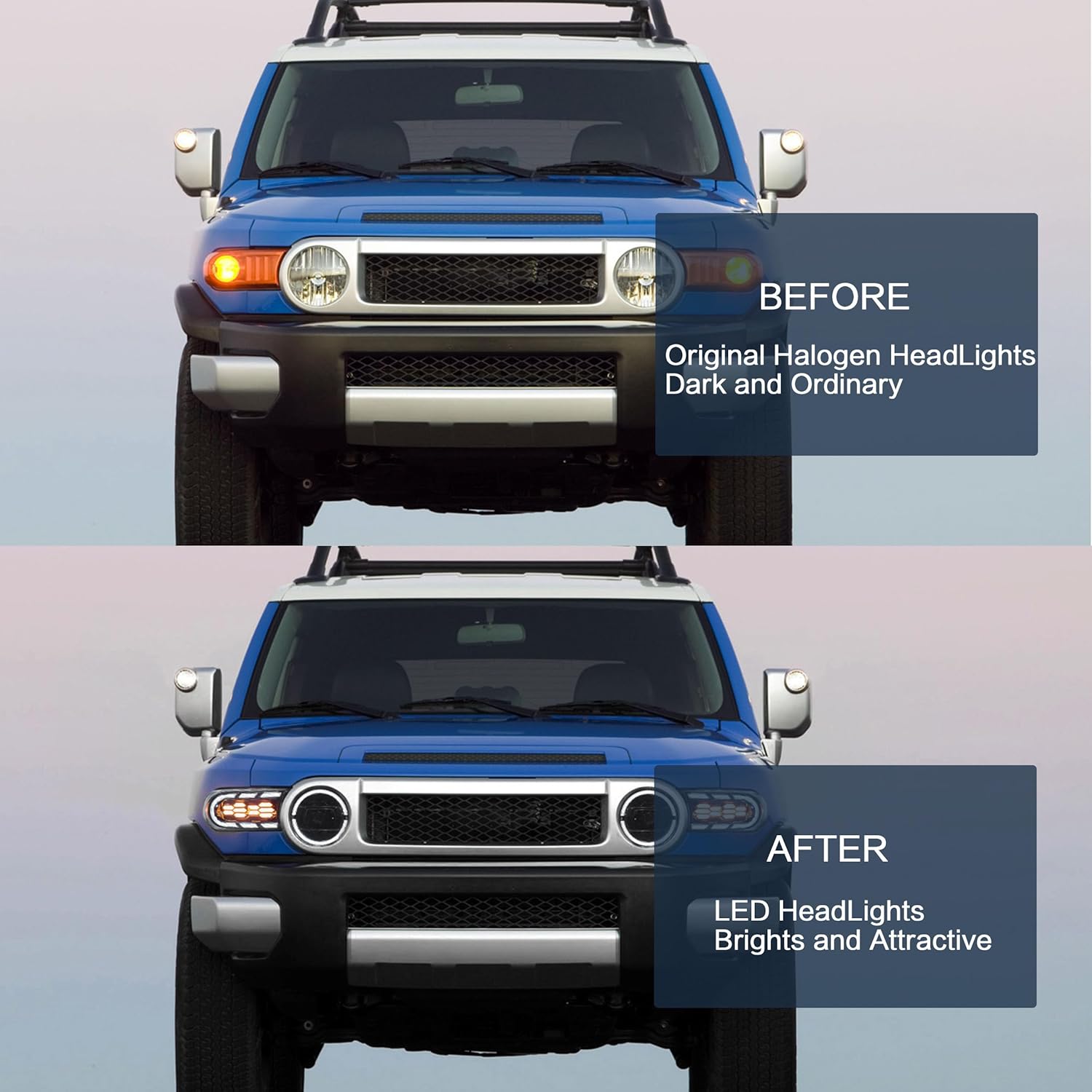 VLAND LED Headlights Compatible with 2007-2017 Toyota FJ Cruiser, Front Light with Startup Animation, Headlamp with Sequential Turn Signal
