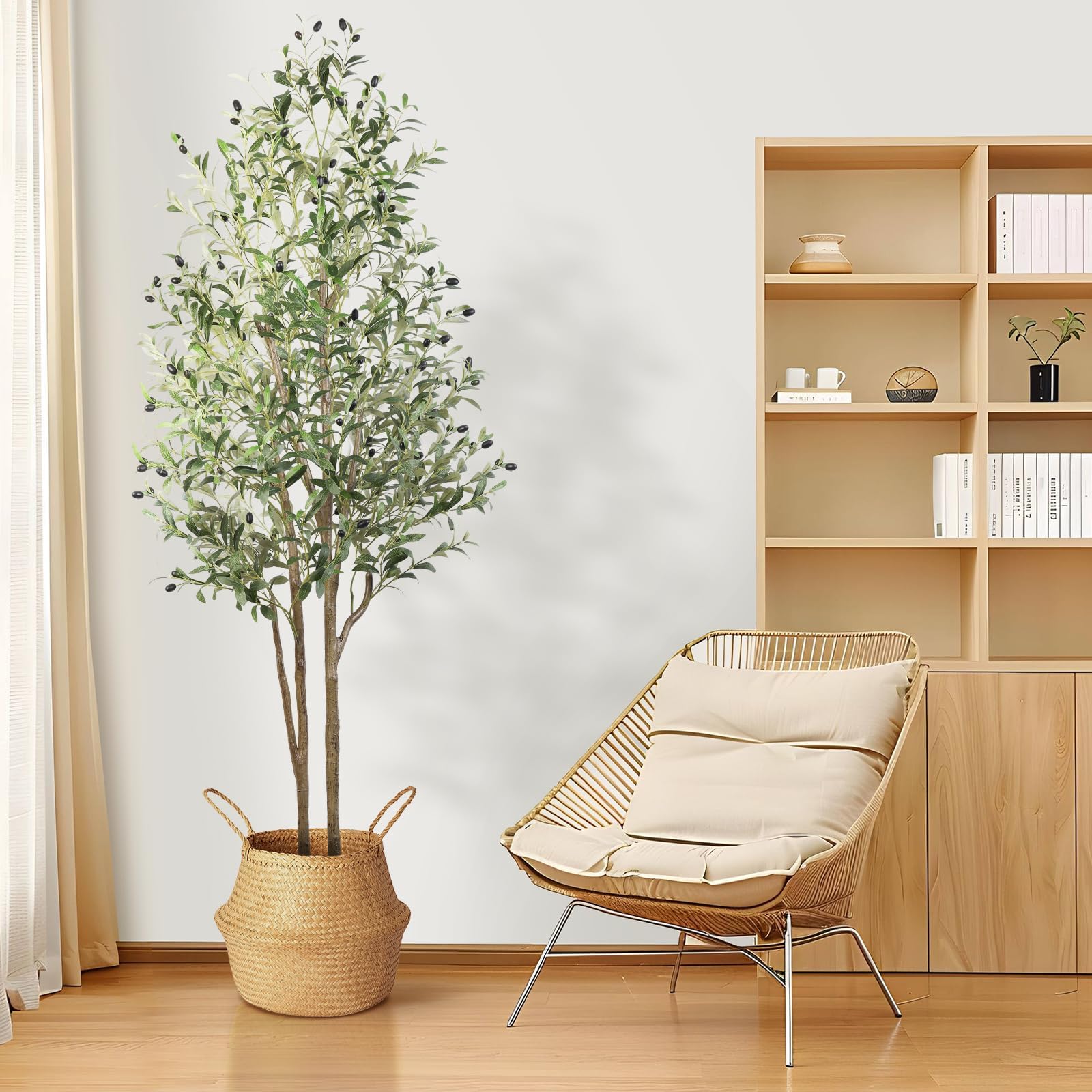 Alupssuc 6FT Artificial Olive Tree, Fake Olive Tree with Lifelike Olive Leaves, Faux Olive Tree Indoor Outdoor for Home Living Room Bedroom Balcony