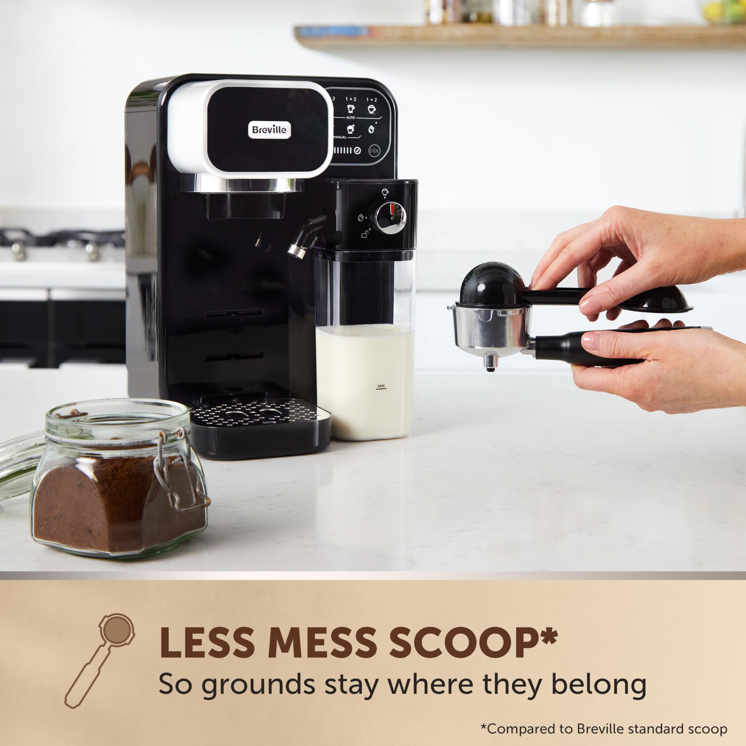 Breville One-Touch CoffeeHouse Coffee Machine | Espresso, Cappuccino & Latte Maker | 19 Bar Italian Pump | Automatic Milk Frother | ESE Pod Compatible | Black [VCF107]